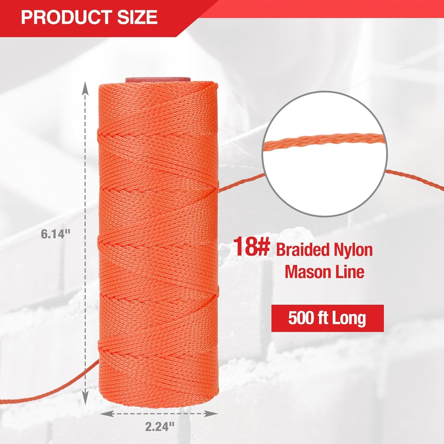 Goldblatt Mason Line, 3 Roll 500 Feet #18 Braided Nylon String, Perfect for Gardening or Masonry Tools