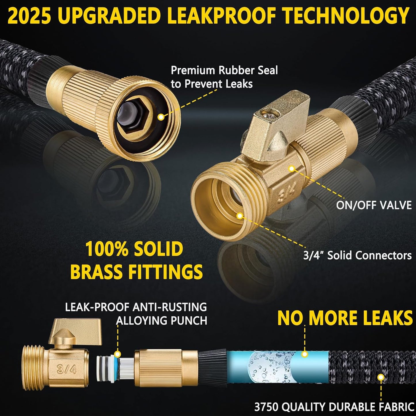50 FT Garden Hose Expandable Hose-2025 Upgraded Flexible Water Hose, Car Wash Hose with Extra-Strong Brass Connectors,Superior Strength-4-Layers Latex - Kink-less Lightweight Expanding Hose