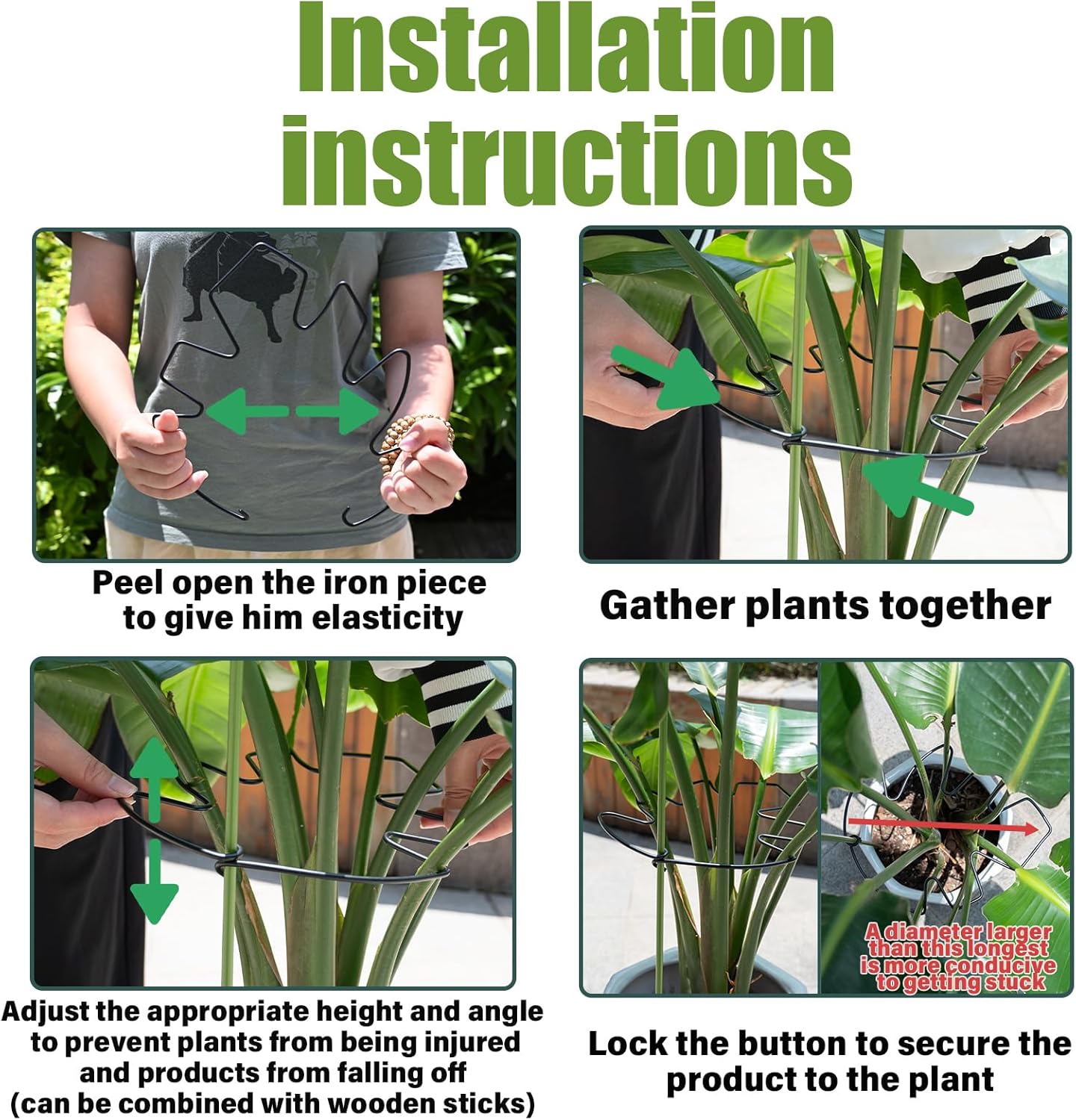 5PCS Black Monstera Plant Stem Support 9x7.6in - Adjustable & Durable Indoor Plant Stake for Cactus and Climbing Plants - Ideal Leaf Support for Gardening & Home Decor