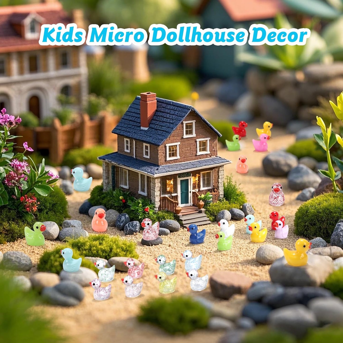 85 Pcs Mini Ducks Tiny Resin Ducks Glitter Little Animals Figurines Bulk for Micro Landscape Aquarium Ornaments Kit Dollhouse Decor Crafts Garden Accessories