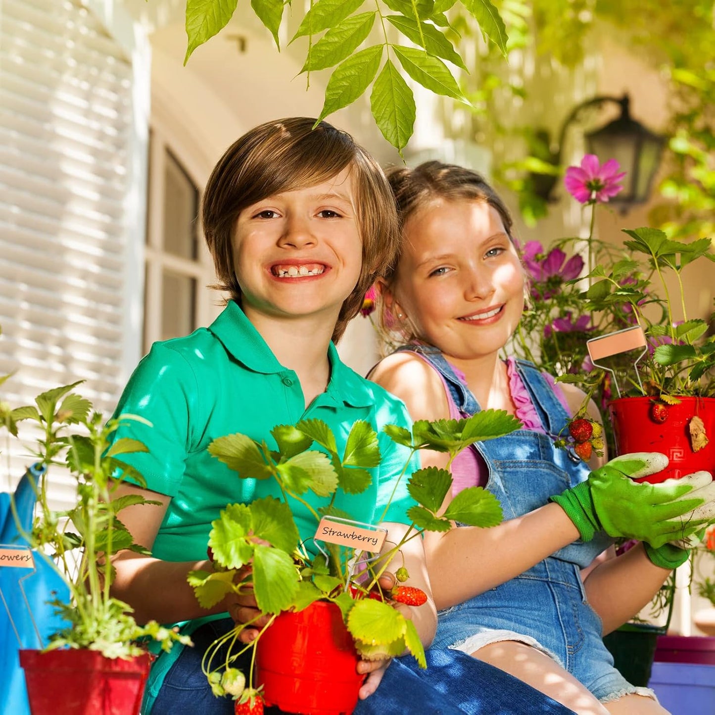 100 Pcs Metal Garden Plant Labels Weatherproof Banner Copper Plant Tags, Metal Copper Garden Markers, Reusable Height 10.5 Label Area 2.5'' x 7/8''