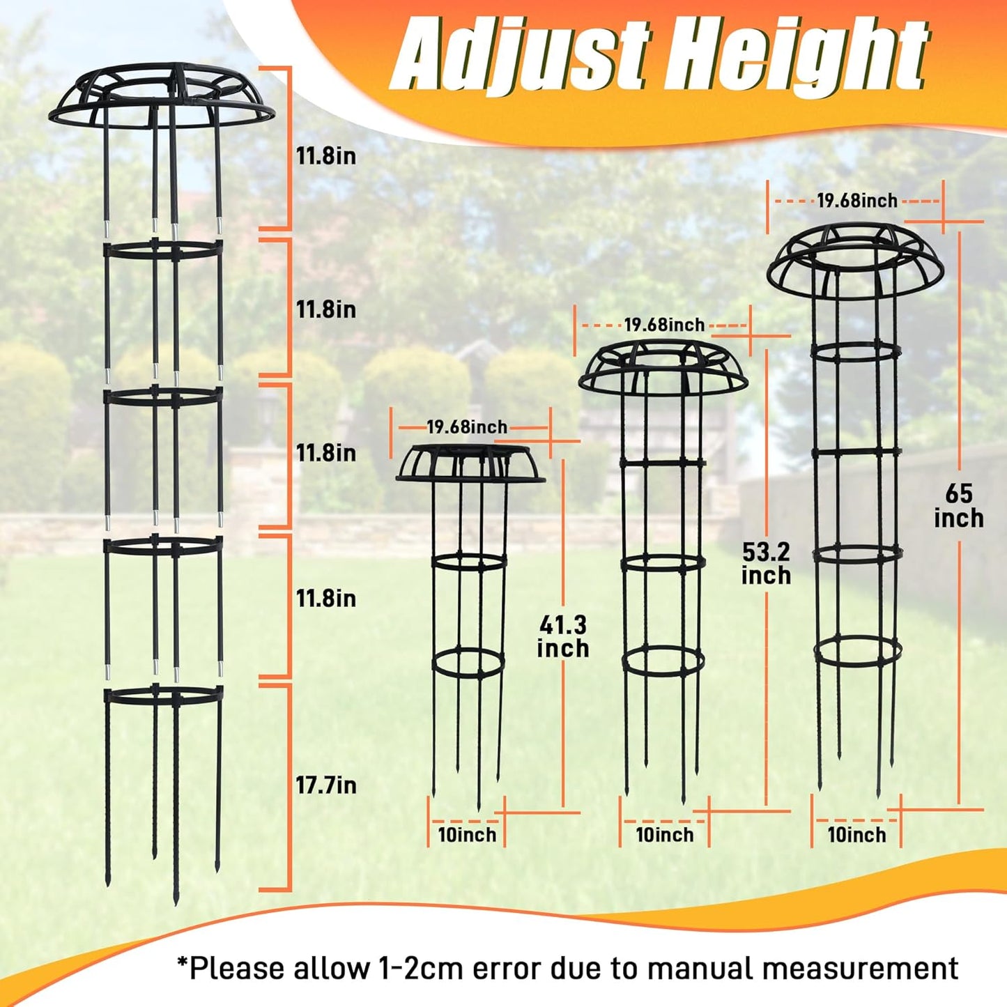 65 Inch Garden Trellis for Climbing Plants Outdoor, Mushroom Top Trellis for Potted Plants, Vines, Roses, Clematis, and Vegetables, Plant Trellis Support 2 Pack