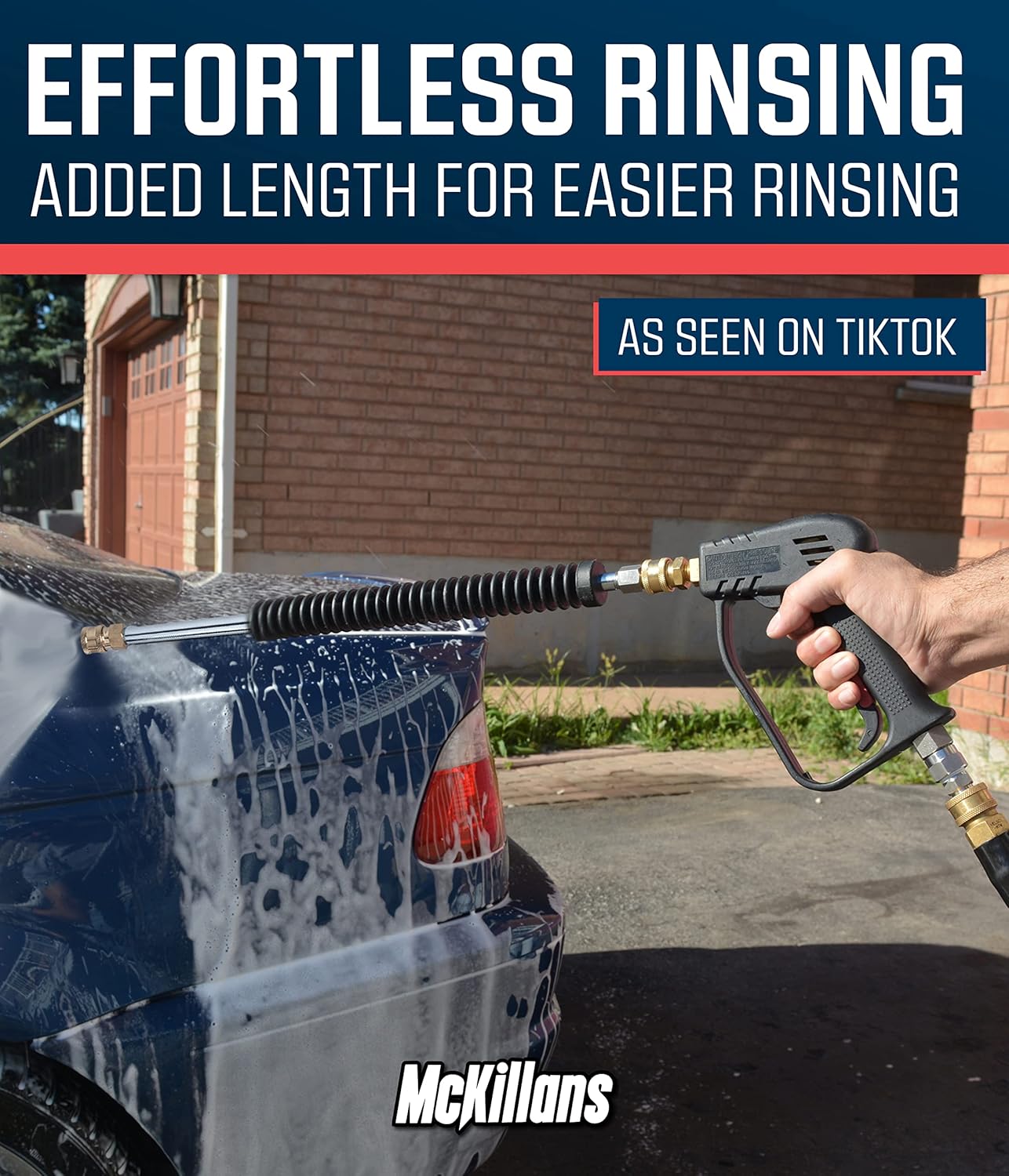 McKillans® Car Pressure Washer Extension Wand - Power Washer Wand Extension for Car Wash - Short Pressure Washer Wand Replacement - Pressure Washer Accessories & Attachments - 1/4” Quick Connect Plug