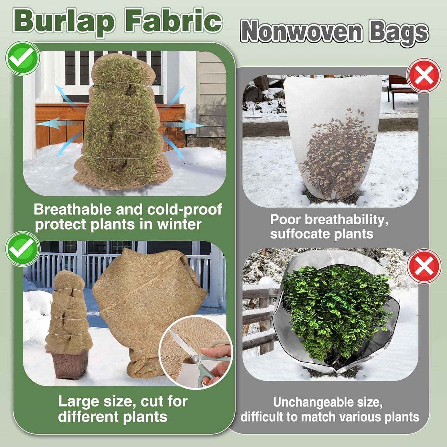 ANPHSIN 75ftx40in Natrual Burlap Plant Covers Freeze Protection - Winter Frost Plant Blankets, Frost Cloth Tree Wrap for Outdoor Bushes Trees Potted Plants Cold Weather