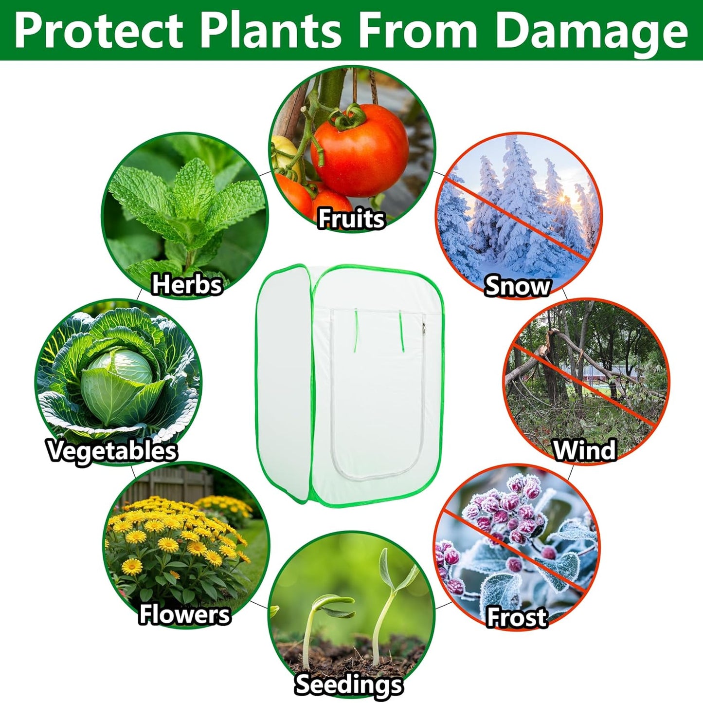 24 x 24 x 36 Inch Pop Up Winter Frost Plant Cover, Gardening Plants Freeze Protection Tent, Warm Plant Protector Enclosure for Snow Frost Protection Indoor & Outdoor