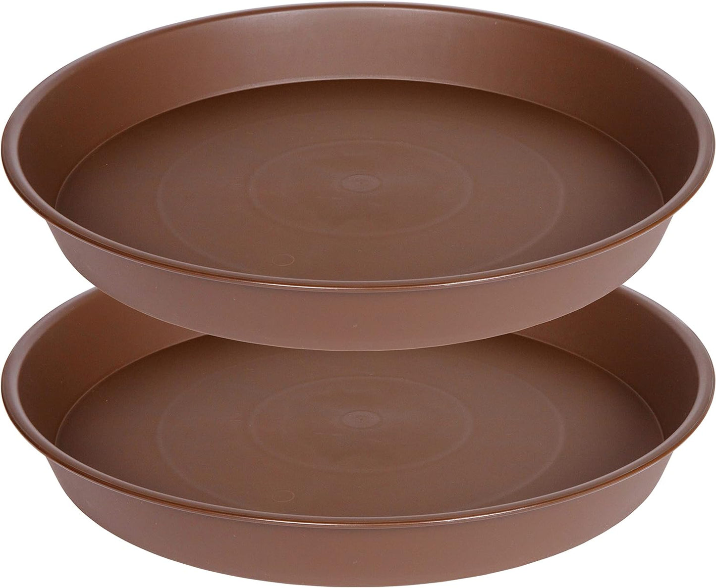 2 Pack of 14 inch Plant Saucer, Heavy Duty Round Plant Trays for Pots, Plastic Plant Water Tray, Bird Bath Bowls, Plant Saucers for Indoors, Pot Drip Trays for Planter 12-14" (14", Chocolate)