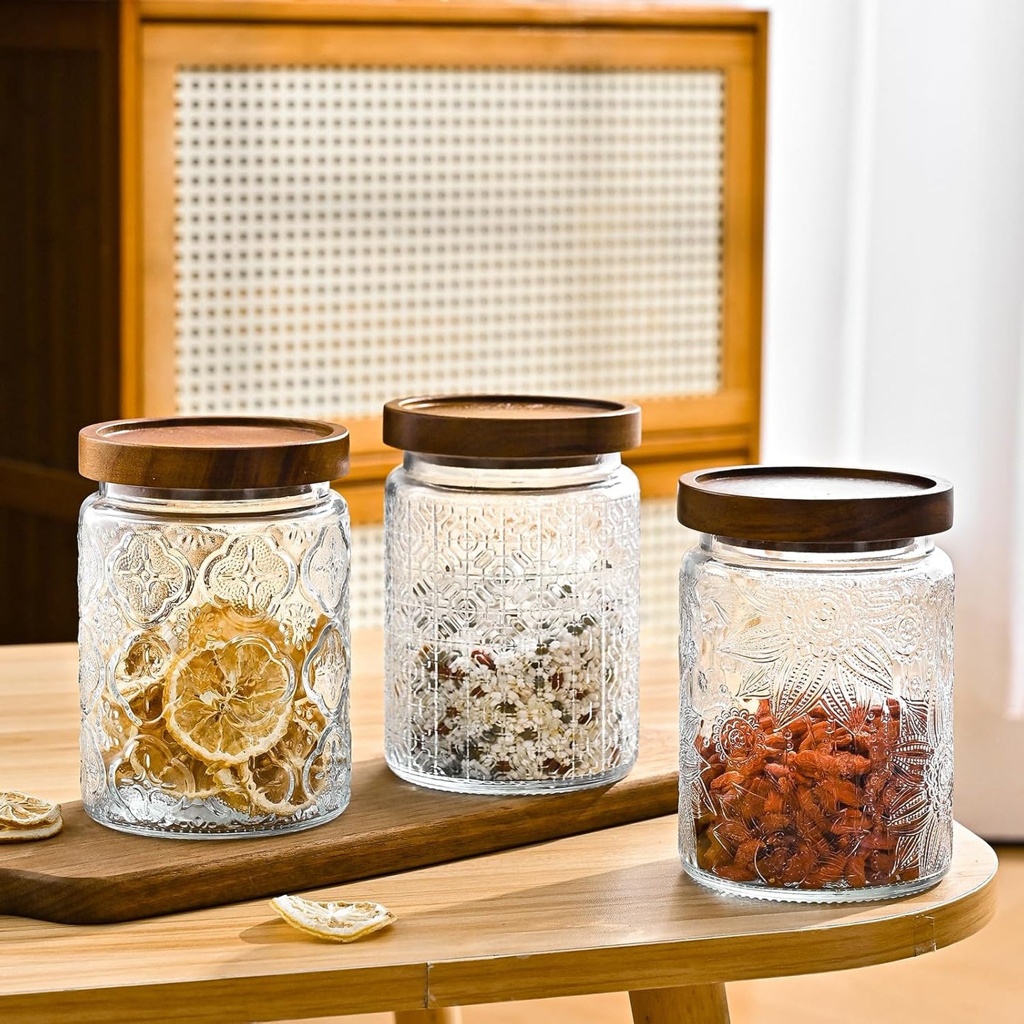 3-Pack 24oz Glass Jar With Airtight Lid,Kitchen Canisters For Countertop,Coffee Sugar Container Set,Pantry Glass Storage Containers For Flour,Candy,Loose Tea,Snack, mason jars