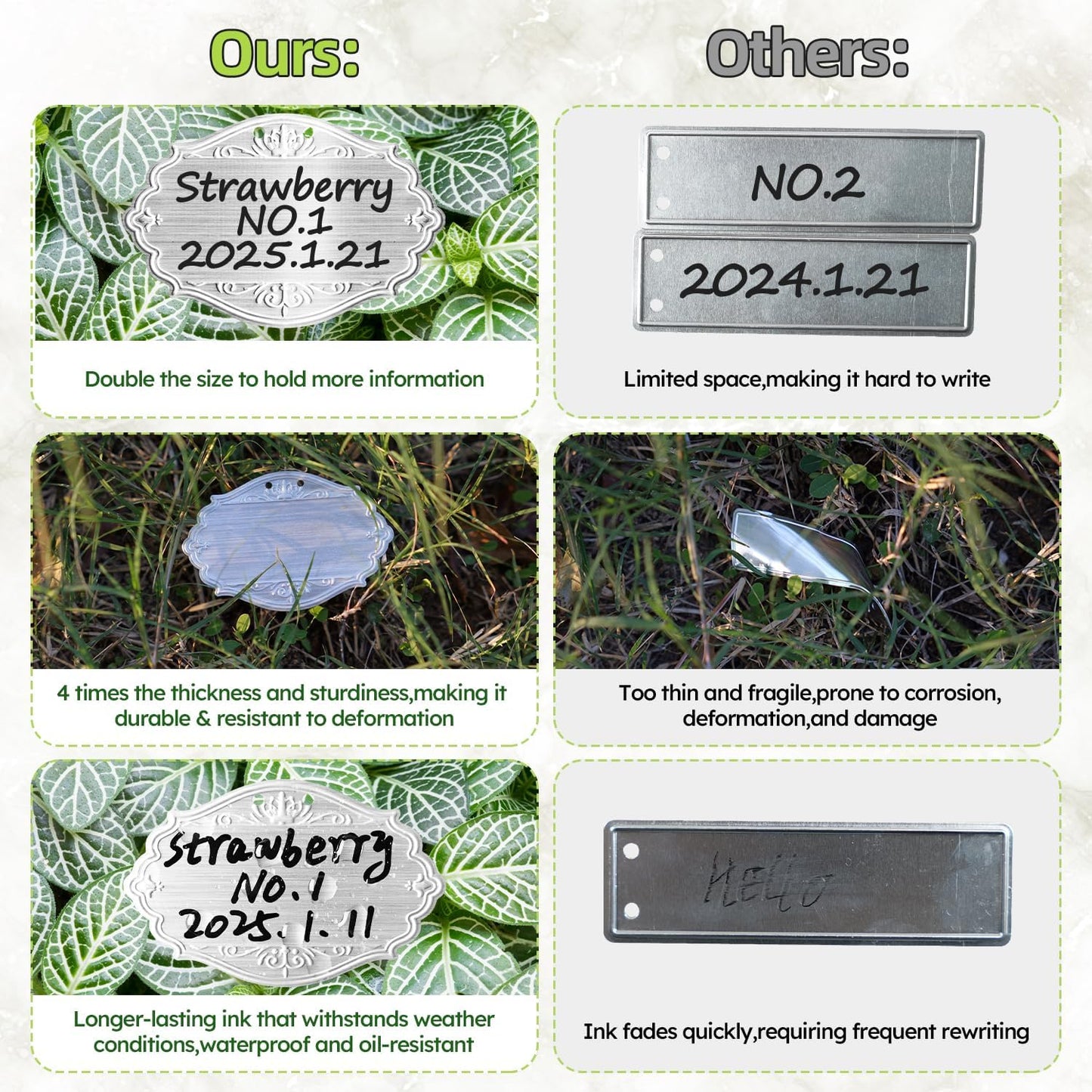 40PCS Plant Labels,Bigger Size Aluminum Metal Plant Tags Plant Label for Outdoor Garden Waterproof,Silvery Plant Name Tags for Tree,Vegetables,Herbs