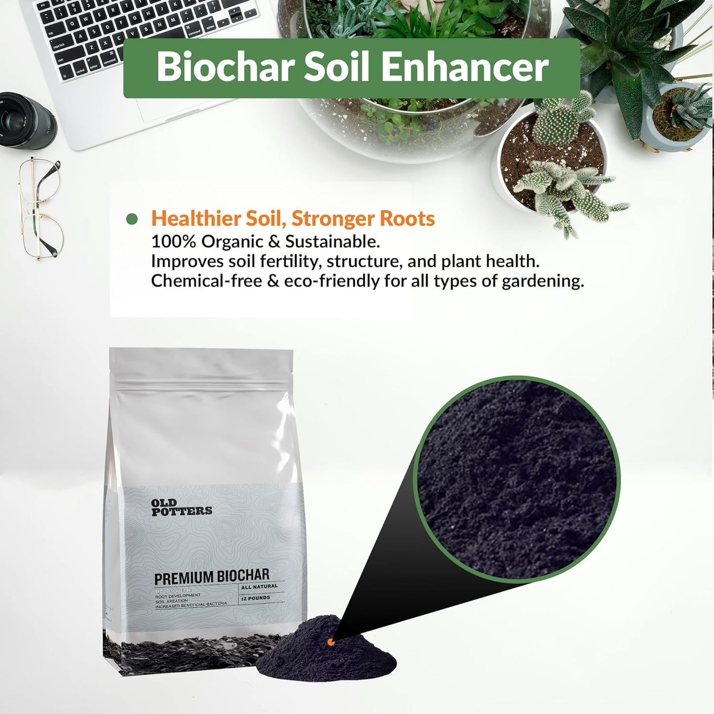 Premium Biochar Soil Enhancer – 100% Organic Charcoal Amendment for Improved Soil Health and Plant Growth (24 Quarts)
