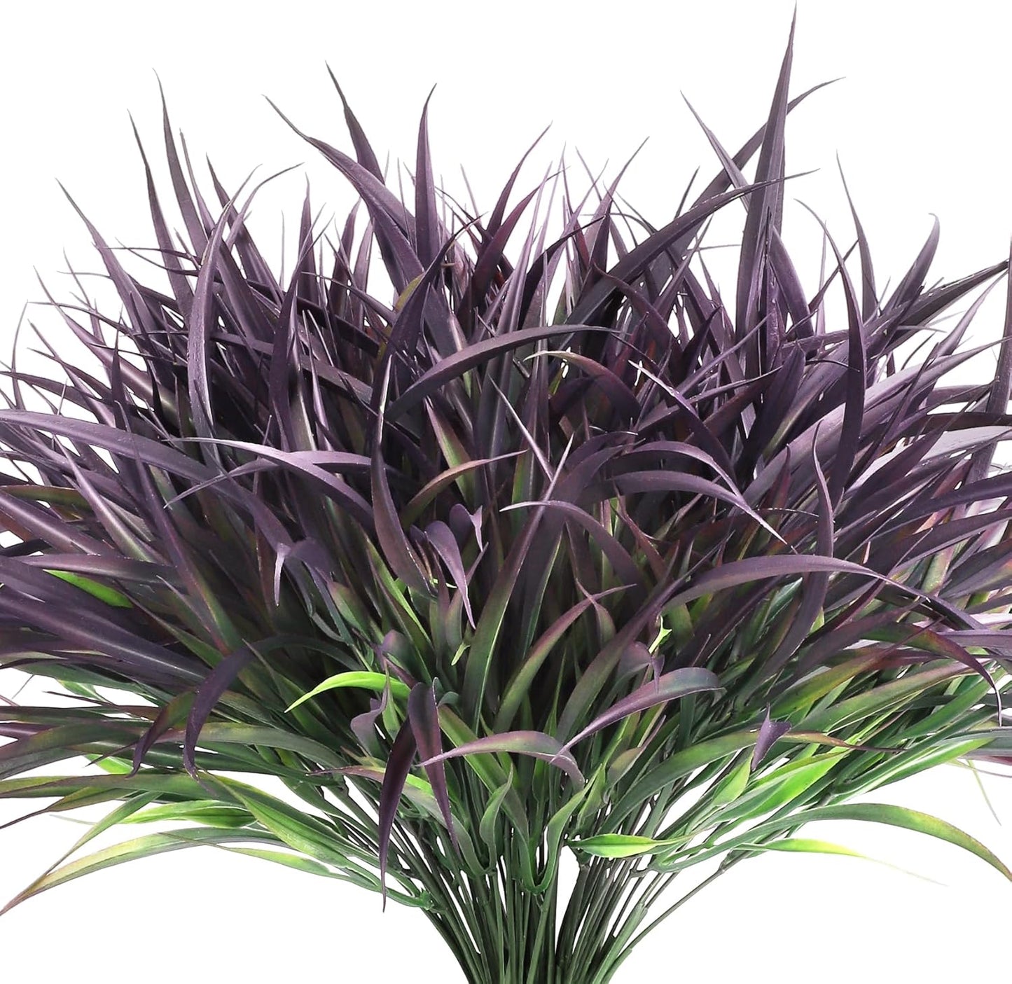 Ouddy Decor 16 Bundles Artificial Plants Outdoor Fake Grass Greenery Stems UV Resistant Faux Plastic Shrubs for Autumn Garden Pathway Front Porch Home Harvest Thanksgiving Halloween Decor, Purple