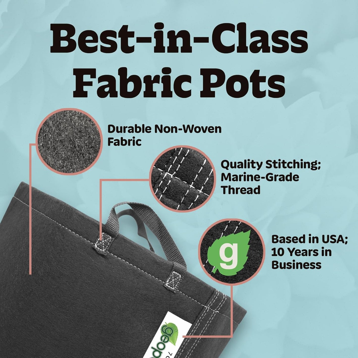 7 Gallon Fabric Grow Bags with Handles for Vegetables, Houseplants, Herbs & Flowers |5-Pack| Fabric Pots for Outdoors and Indoors, Aerated Fabric Grow Bags