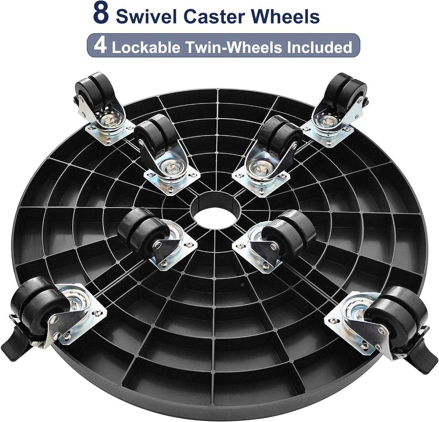 20 Inch Plant Caddy with Wheels Outdoor Indoor, Extra Large Rolling Plant Stand for 600lb Heavy Duty Flower Pots, Round Plant Rollers Lockable Potted Planter Dolly, Black
