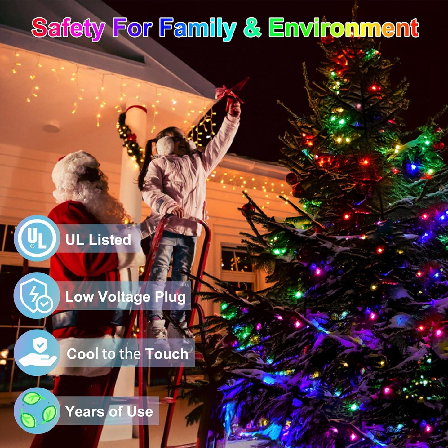 300LED Christmas Lights Indoor Outdoor Use Green Wire, 8 Lighting Modes 100FT Christmas Tree Lights with Timer & Memory, IP44 Waterproof for Tree Xmas Patio Yard Fence Balcony Garden Decor Multicolor