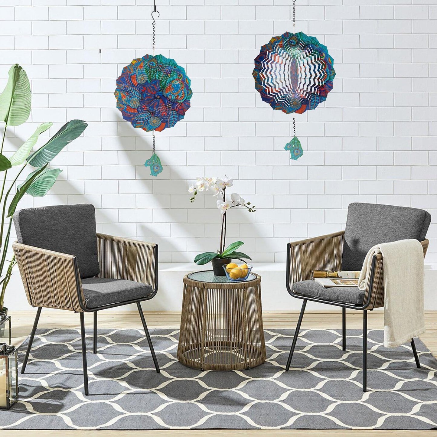 Peacock Hanging Wind Spinner Outdoor - Peacock Gifts for Mom Women Grandma, Metal 12-Inch 3D Laser Cut Metal Kinetic Wind Spinners Clearance Waterproof for Yard Patio Garden Art/Indoor Decor