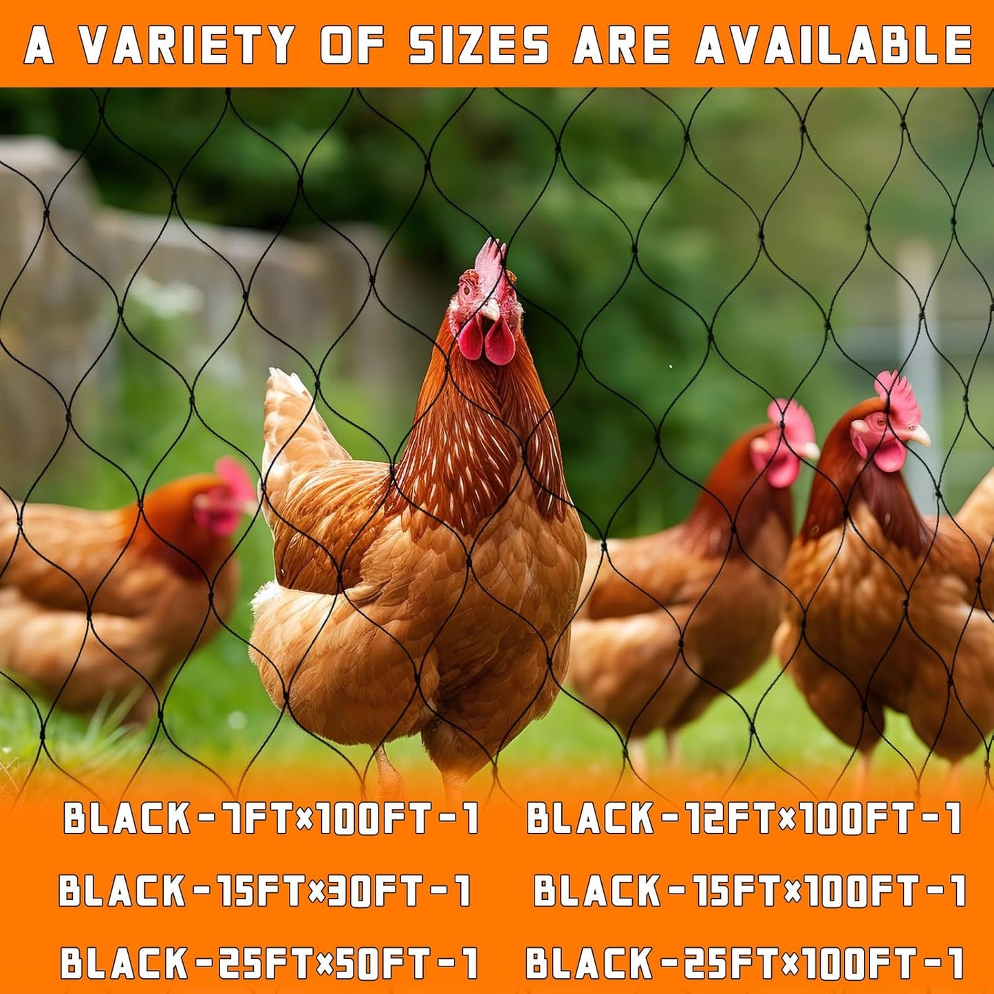 Bird Netting for Garden Heavy Duty Nylon Mesh Garden Netting for Garden Protection Bird Fence Plant Netting Protection Against Birds, Deer, Squirrels and Other Animals (7x100FT)