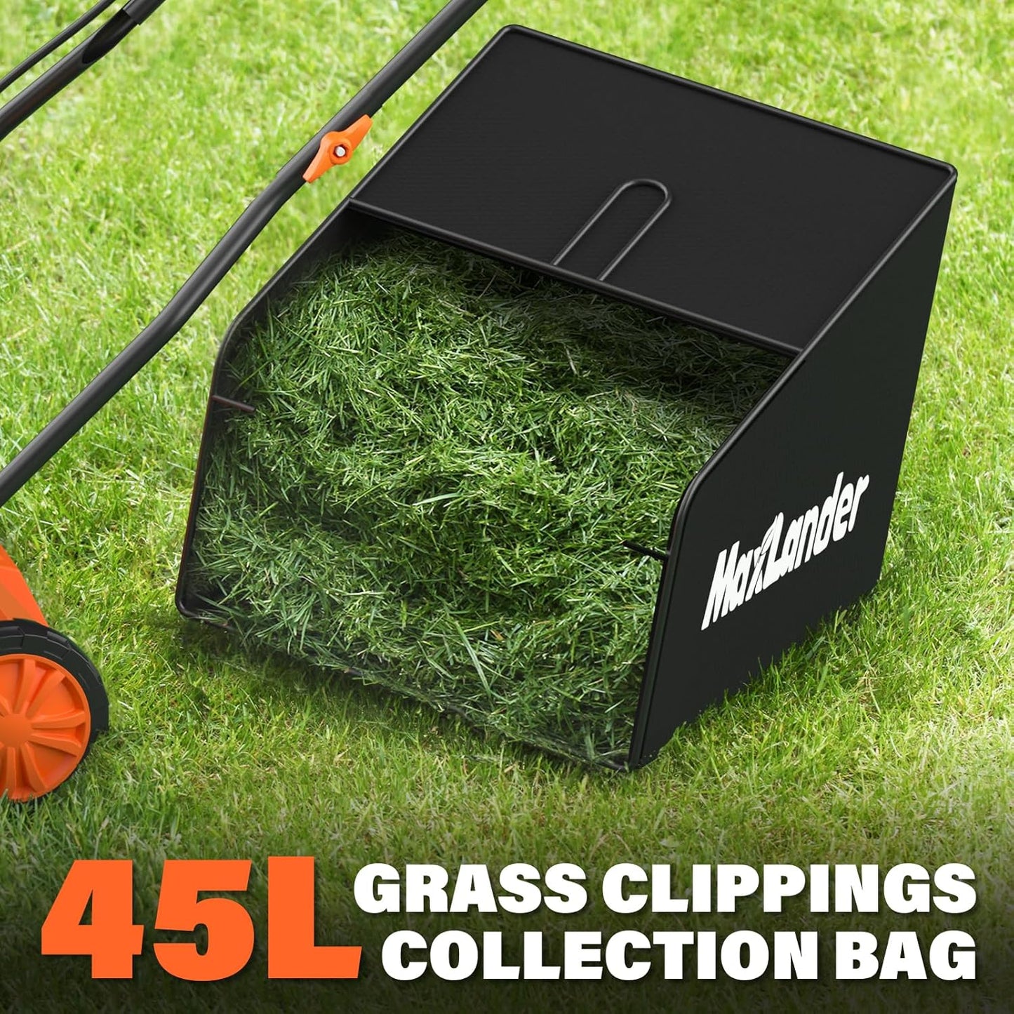 MAXLANDER 15” 13 Amp Electric Dethatcher and Scarifier, 2-in-1 Lawn Dethatcher with 5-Position Depth Adjustment, 45L Removable Collection Bag, Airboost Technology Increases Lawn Health