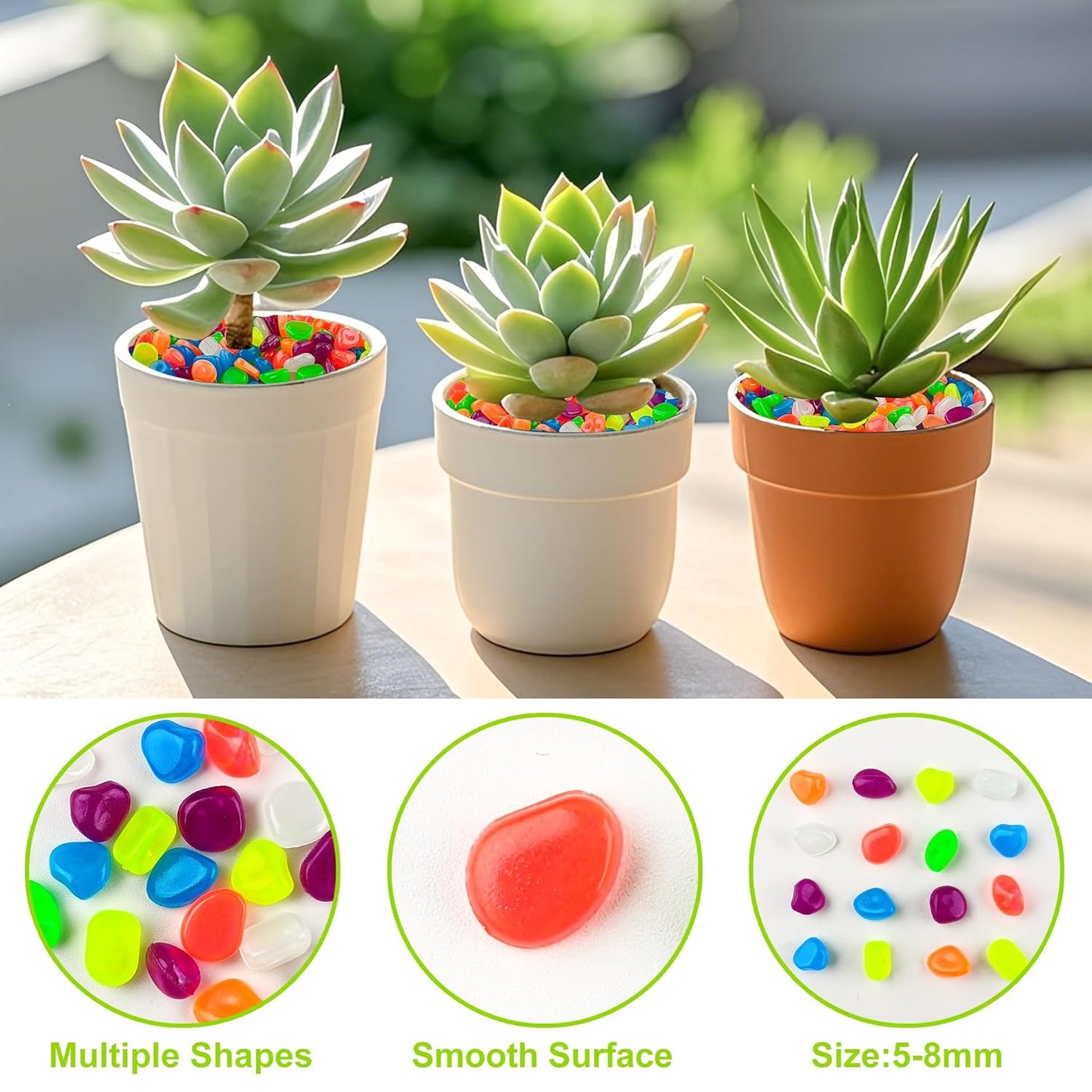 4000pcs 5-8mm Colorful Glowing Pebbles Glow Pebbles Aquarium Rocks Glow in The Dark Decorative Stones for Walkways Driveway Yard Grass Fish Tank Plant Pots