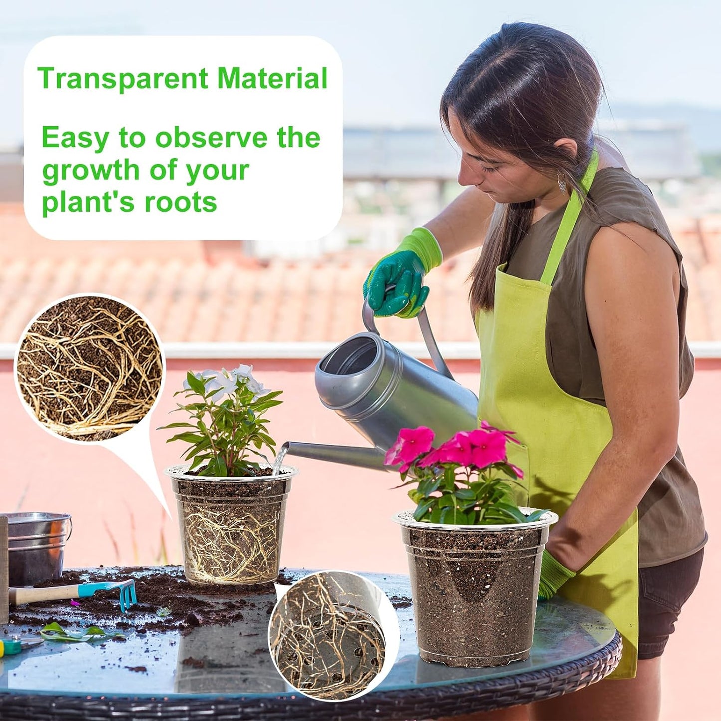 36 Pack3.5/4/5Inch Clear Nursery Pots with Drainage Hole,Variety Sizes Seed Starting Pots Transparent Plastic Plant Pots for Plants Transparency with 20 Plant Labels