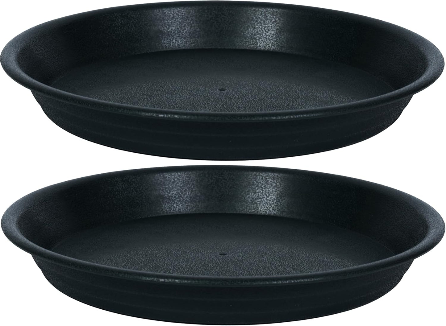 2 Pack of 15 16 inch Plant Saucer (14 inch Base), Bird Bath Bowls, Plastic Flower Planter Saucers and Drip Trays for Indoors Outdoors, Heavy Durable Plant Plate Water Catcher (16", Black)