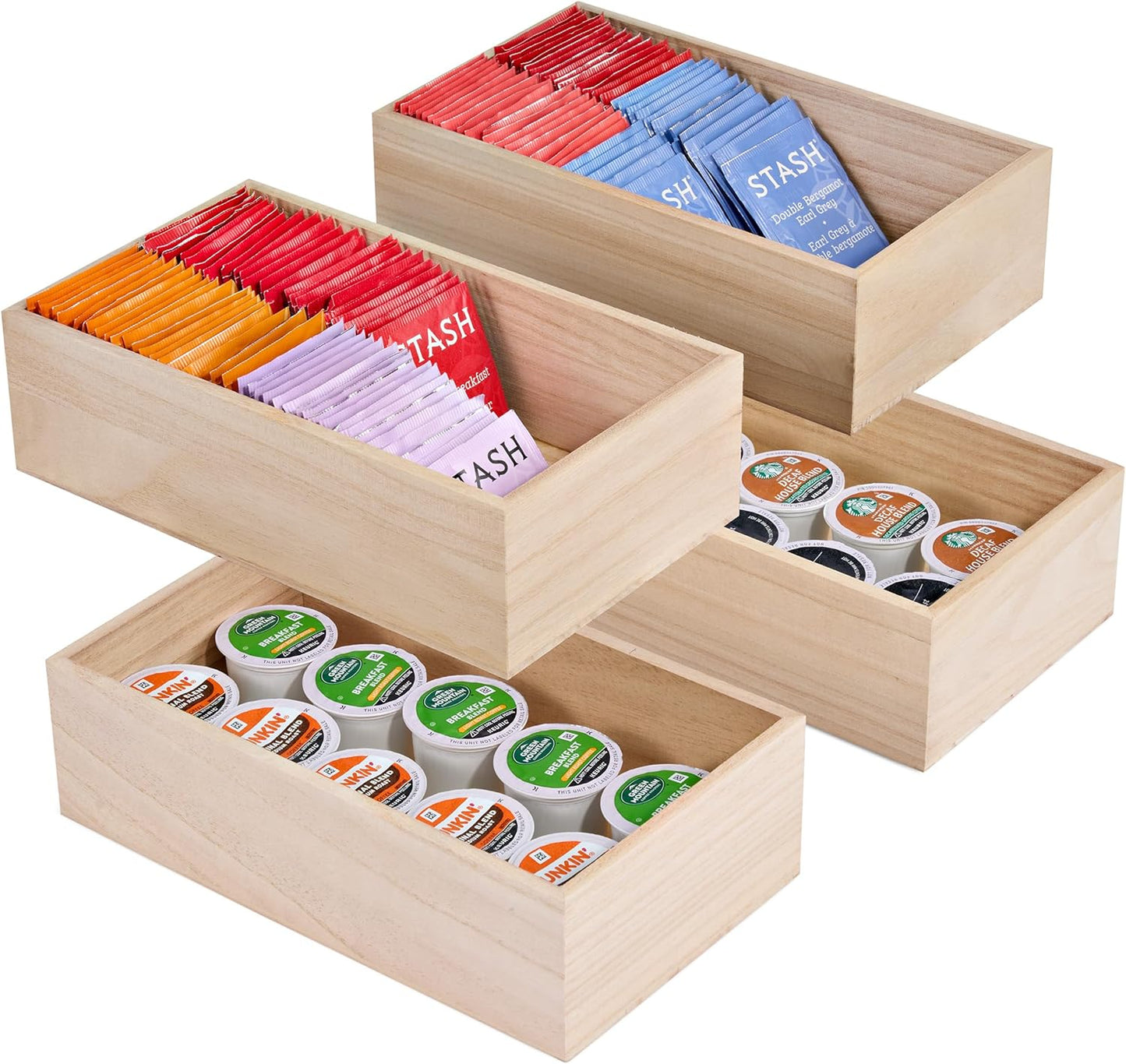 Sorbus Unfinished Wood Crates - Organizer Bins, Wooden Box for Pantry, Closet, Arts & Crafts, Cabinet Organizers, Containers (4 Pack)