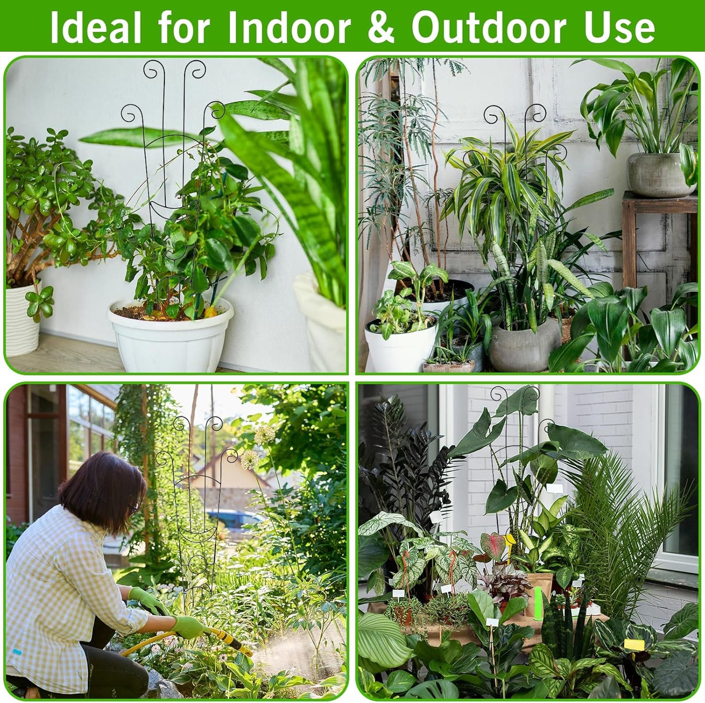 4 Pack Plant Supports, 32 in Taller Plant Trellis for Climbing Plants Indoor, Sturdy Houseplant Trellis for Potted Plants with Ties, Vine Plant Support for Monstera Pothos Ivy, Plant Decor