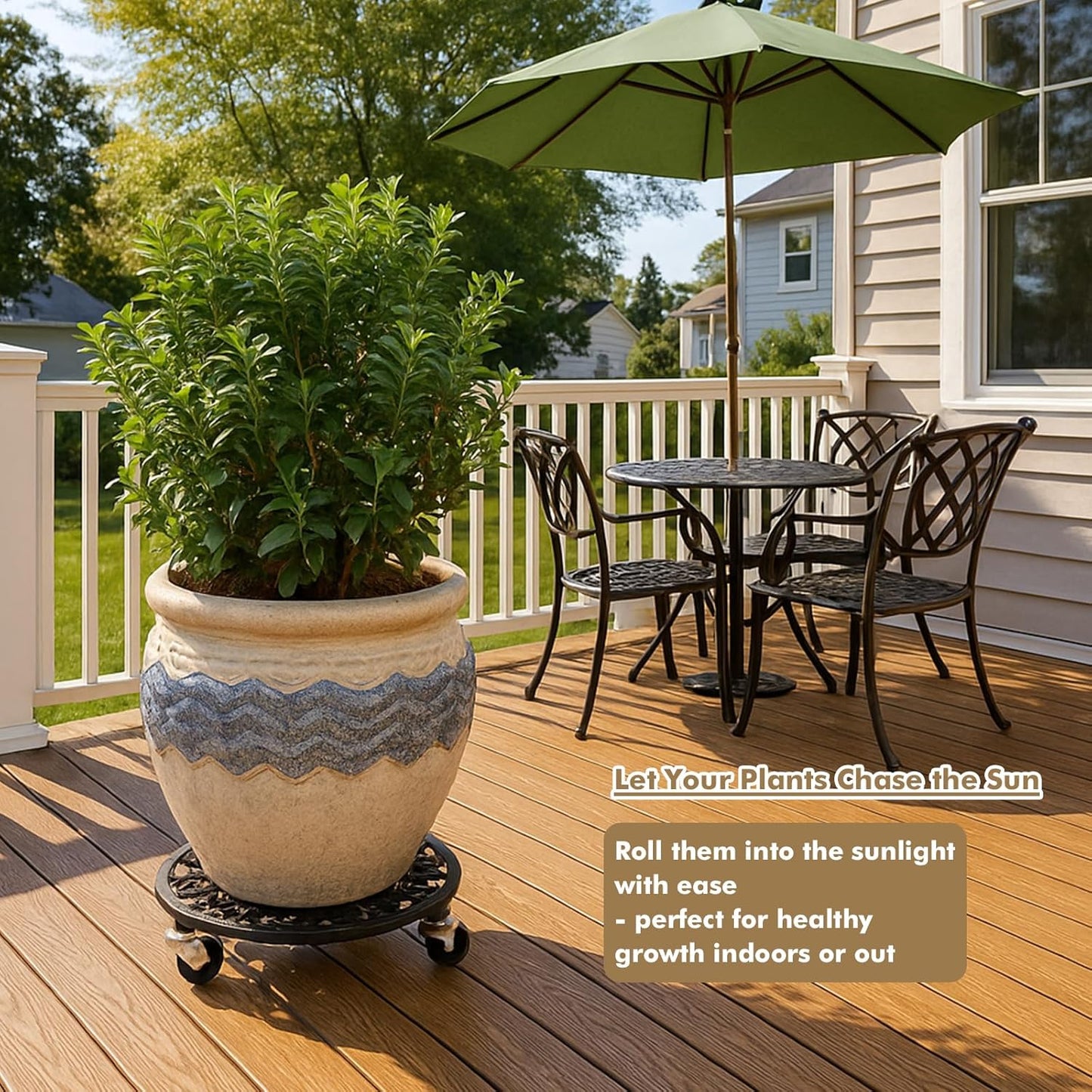 1 Pack Plant Caddy with Wheels 11 Inch Rolling Plant Stand for Large Plants Heavy Duty Plant Rollers Metal Plant Dolly Rustproof Planter Stand Wrought Iron Plant Stands Flower Cart Indoor Outdoor