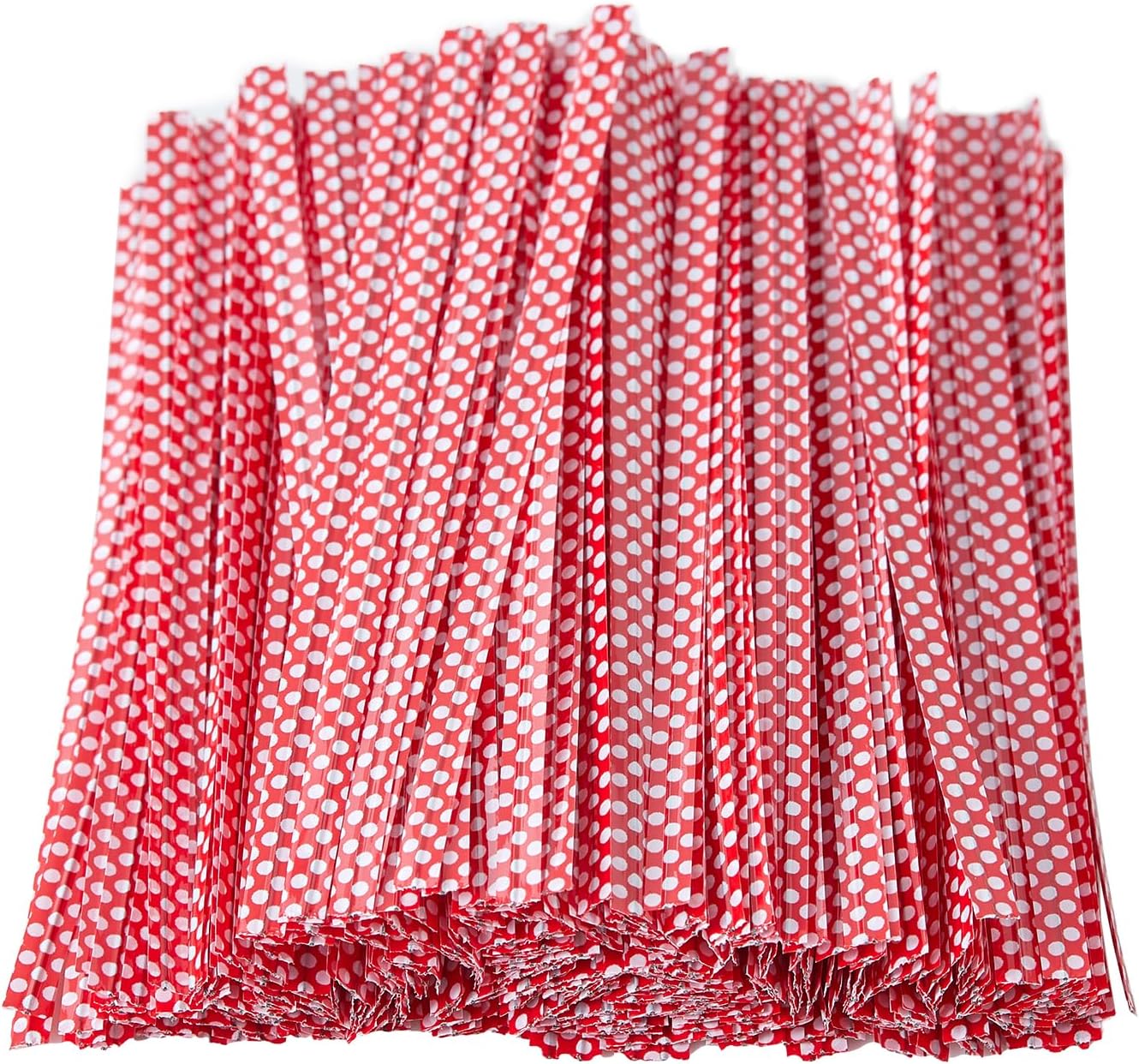 500 PCS 4" Polka-Dotted Bag Twist Ties,Red with Dots Plastic Twist Ties Bread Bags Ties for Candy Cookies Gift Bags and Decoration