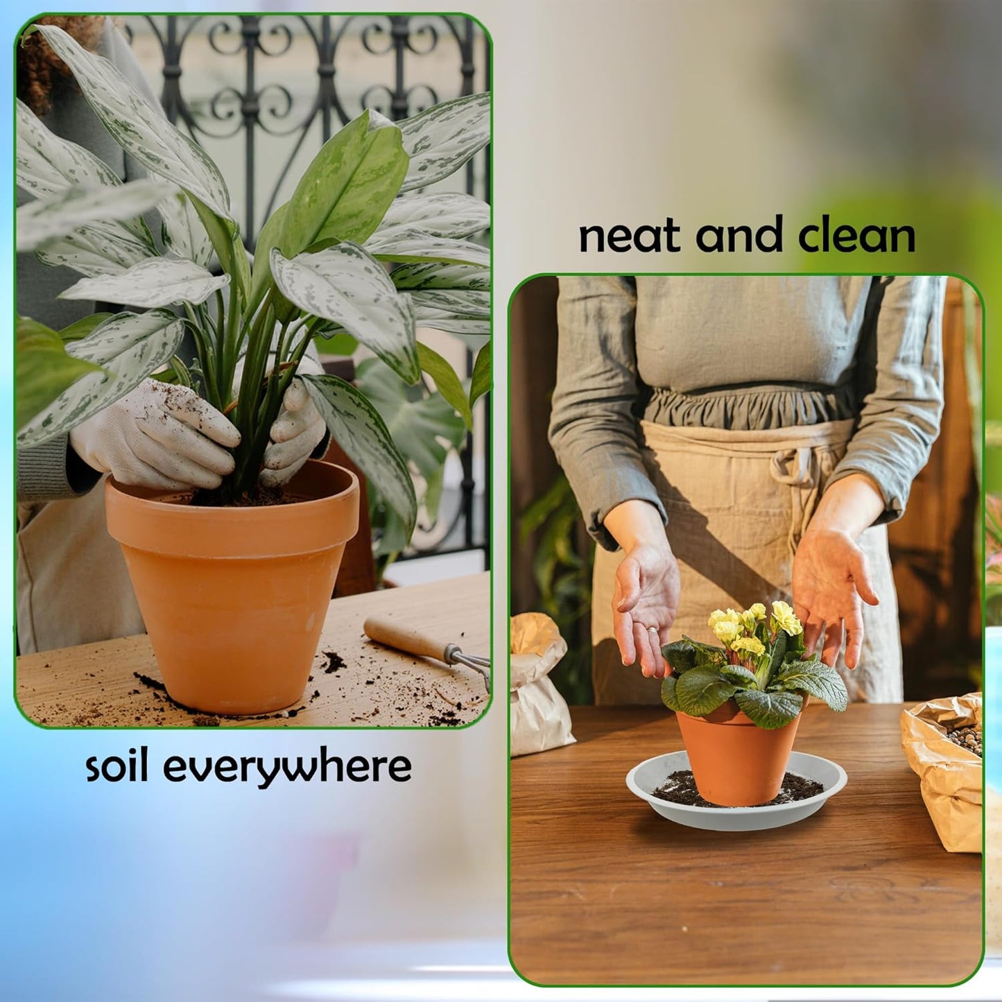 6 Pack 12 Inch Round Plant Saucers for Less 9.8 Inch Pot Indoors Outdoors Plant Trays for Pots Planter Saucer Plastic Plant Drip Tray Planter Water Tray for Potted Plants(White, 11.8"(6pcs))