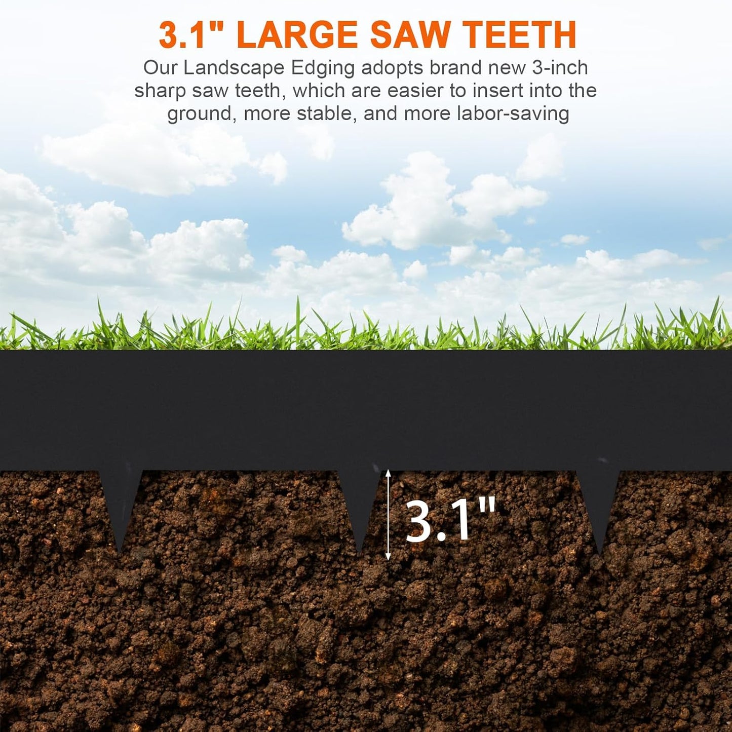 9.4 Inch Metal Landscape Edging, 6 Pack Heavy Duty Galvanized Steel Garden Edging,42 Inch Garden Edging Border for Lawn, Pathway, Yard