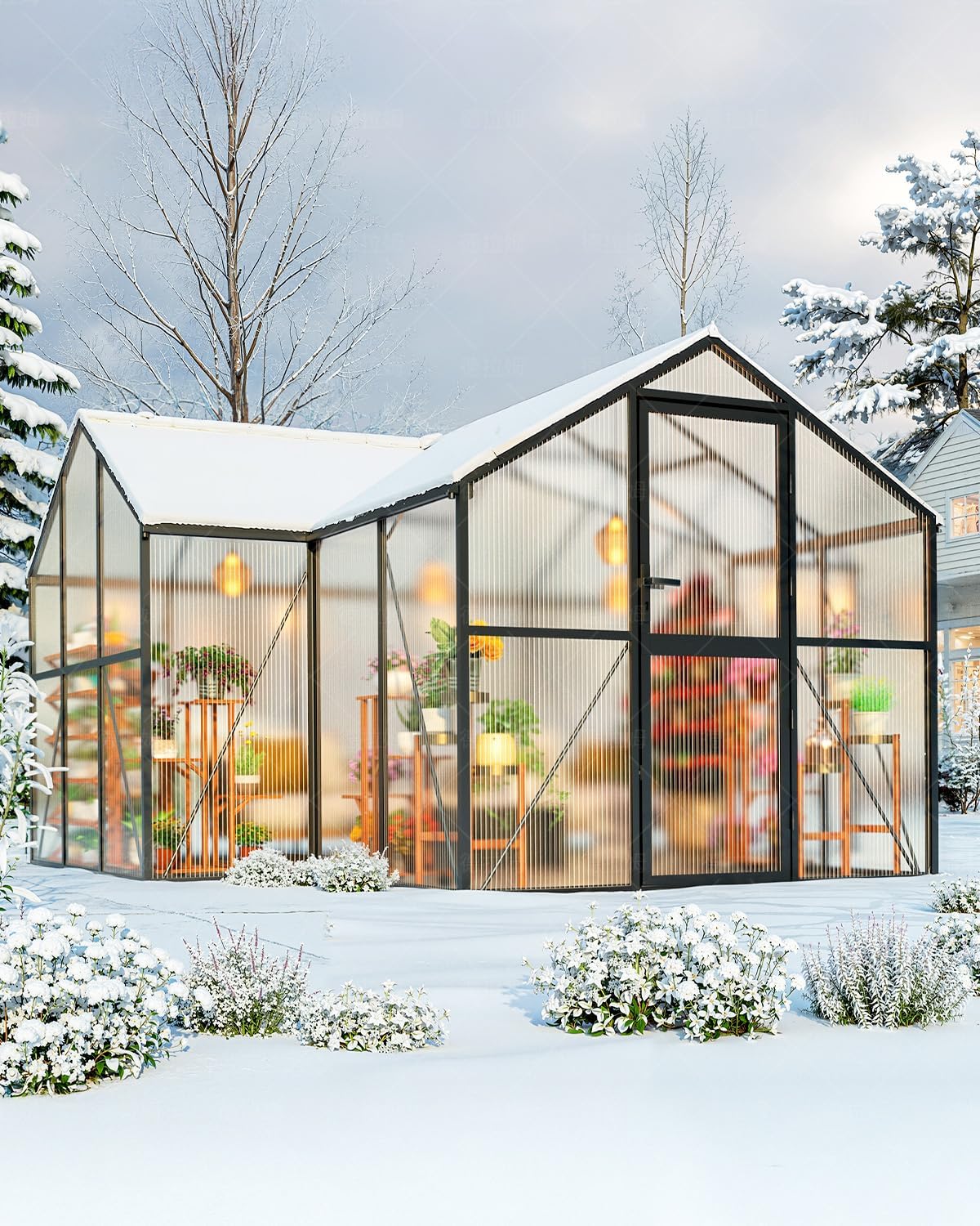 12×12FT Green Houses for Outside, Large Walk-in Greenhouses for Outdoors and Winter Garden Planting, Enhanced Aluminum Greenhouse Kit Withstands Strong Wind to Protect Vegetables or Plants