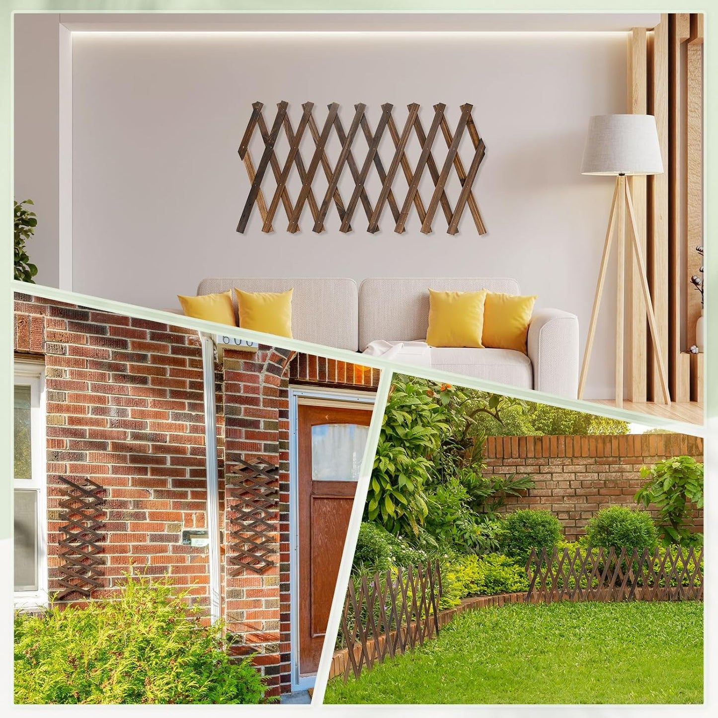 4-Pack Expandable Willow Trellis, 12" x 75" Wooden Lattice Panels Wall Fence for Outdoor Yard Climbing Plants Vine Balcony Patio Decor, Expandable Plant Support Trellis