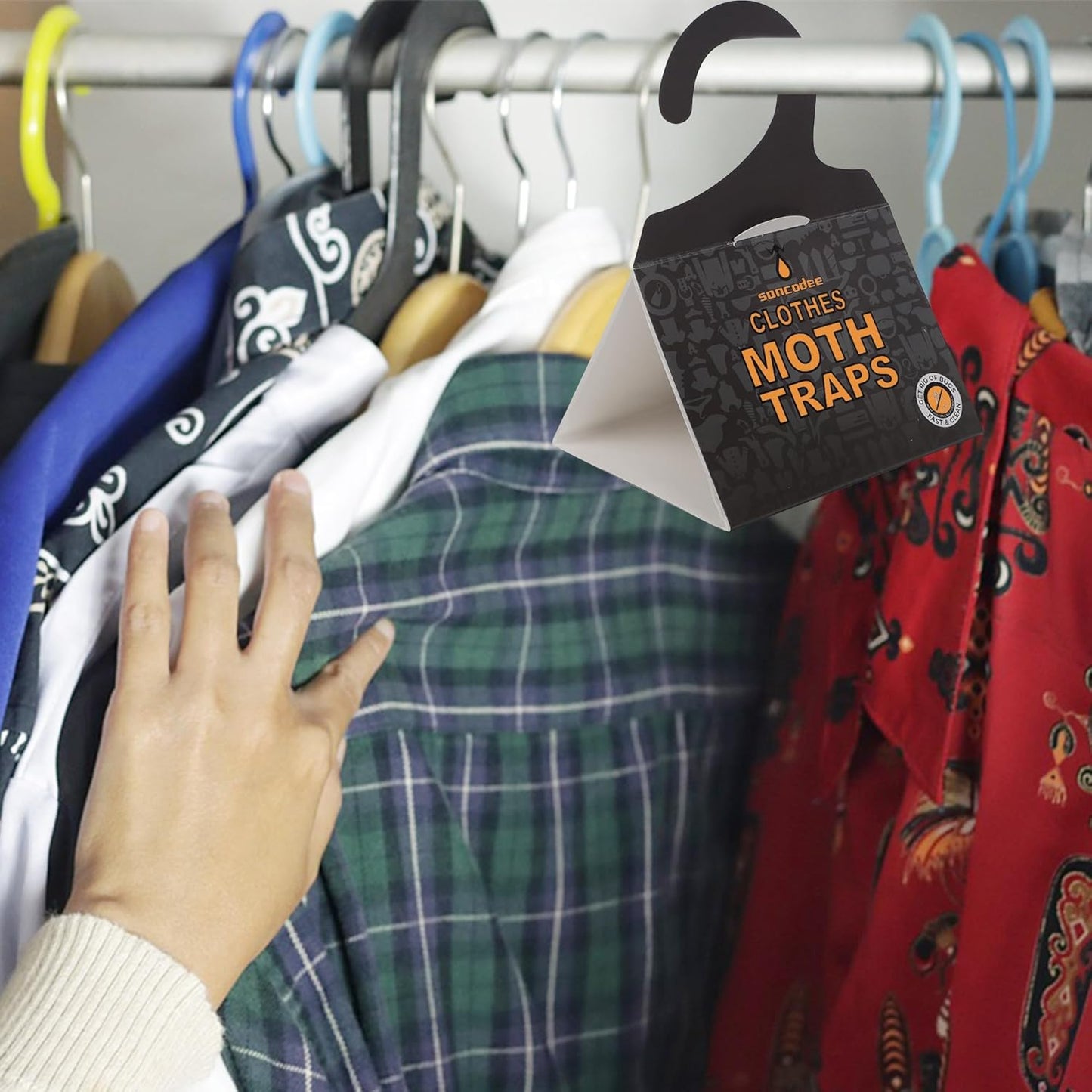 8 Pack Clothes Moth Traps with Natural Pheromones, Clothing Moth Hanging Glue Trap, Sticky Boards for Closets Moths