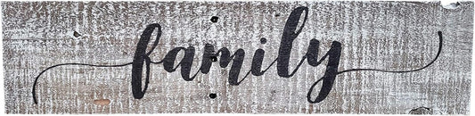 Rustic Family Farmhouse Decor Sign- 100% Reclaimed Wood - Weathered barn Wood Fixer Upper Style (Whitewash)