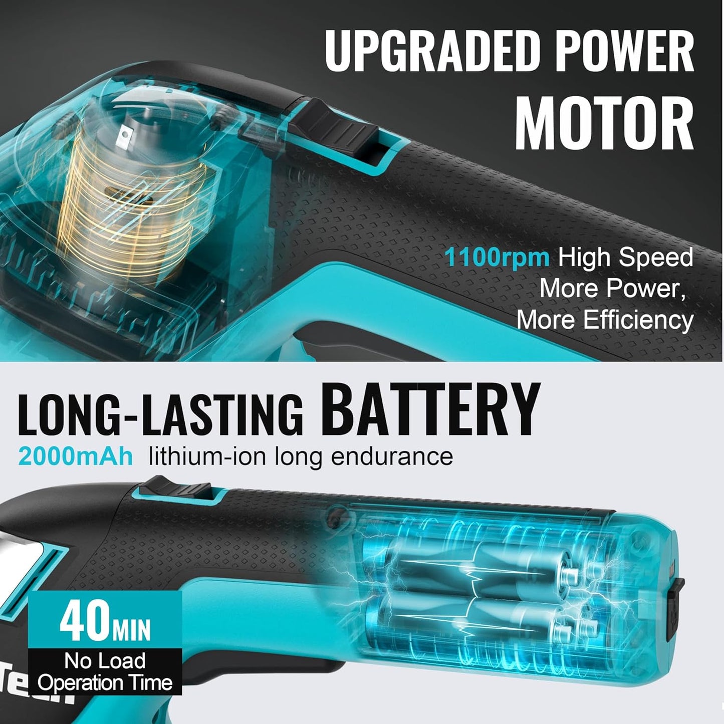 DURATECH Cordless Hedge Trimmer, 7.2V 2-in-1 Handheld Rechargeable Grass Trimmer & Hedge Shears with USB Type-C Cable, Built-in Li-ion Battery, Electric Shrub & Grass Shears for Garden, Yard and Lawn