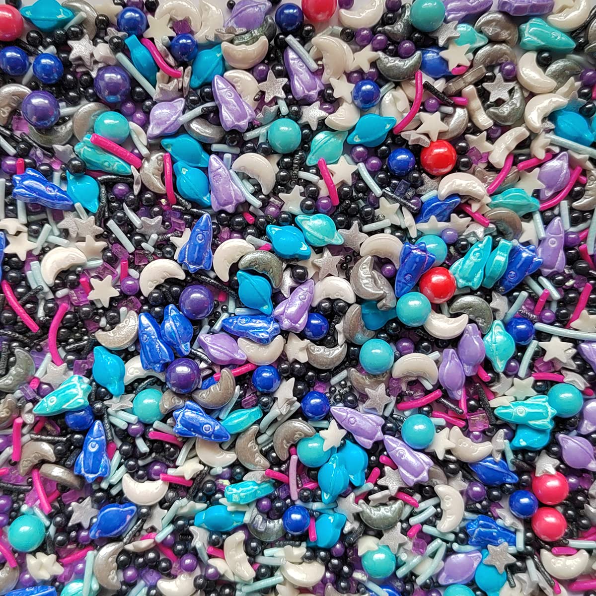 Homankit Space Theme Sprinkles Planet Moon Rocket Stars Sugar Sprinkle Baking Cake Cupcake Ice Cream Donut Decoration 3.35 Ounces