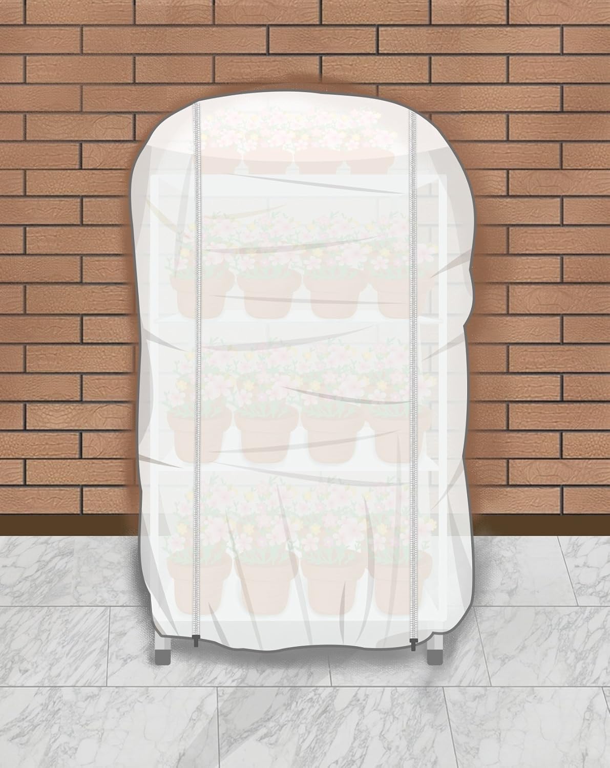 Agfabric Plant Covers Freeze Protection with Zipper 0.9oz 135"x120"x48" Shrub Cover Winter Tree Jacket for Frost Protection&Season Extension,White