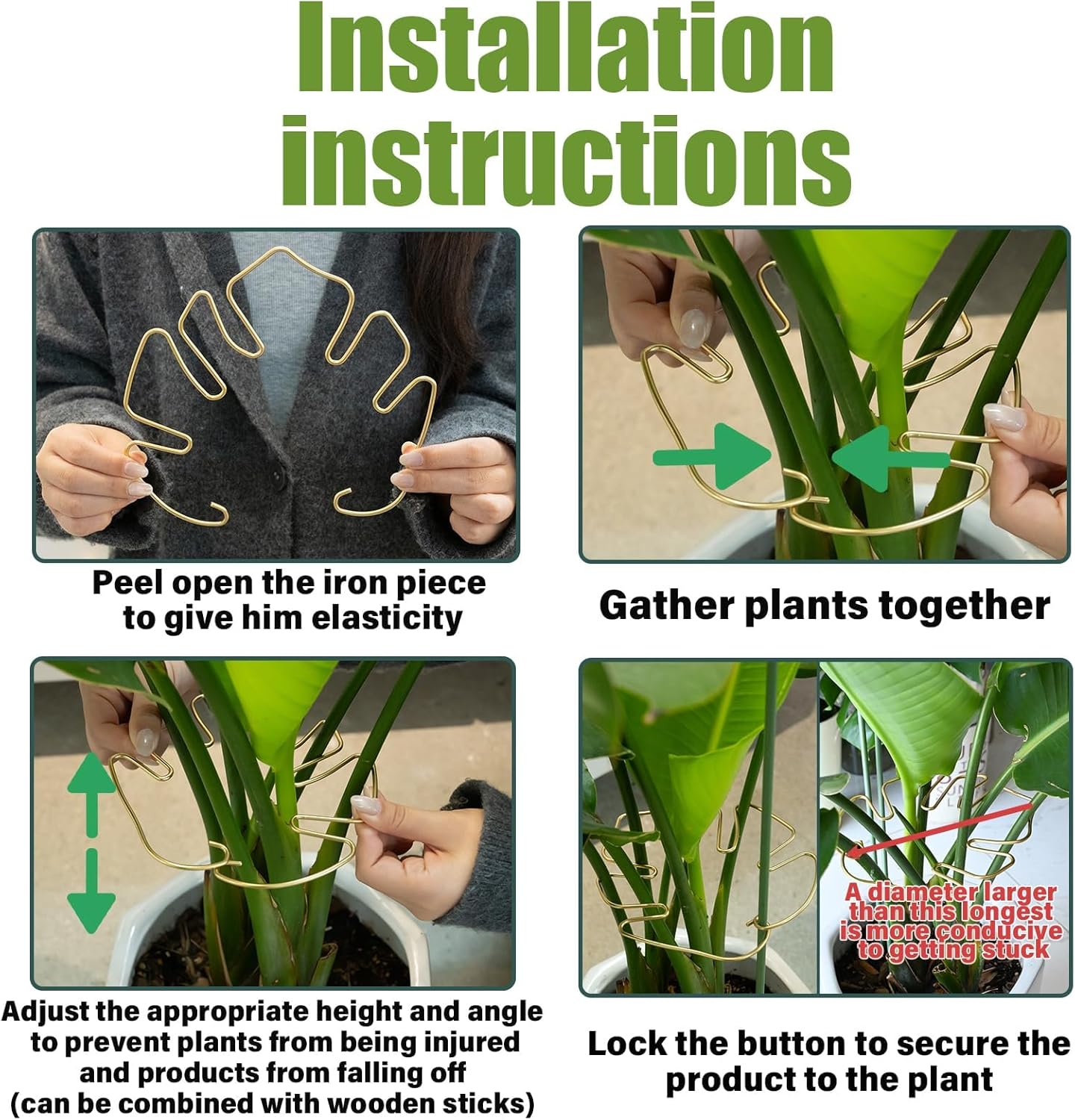 5PCS Durable Monstera Plant Stem Support Stake with Adjustable Leaf Holders - Plant Support Kit for Indoor Botanicals, Cactus Stabilizers, and Turtle Shell Climbers - Ideal for Plant Enthusiasts