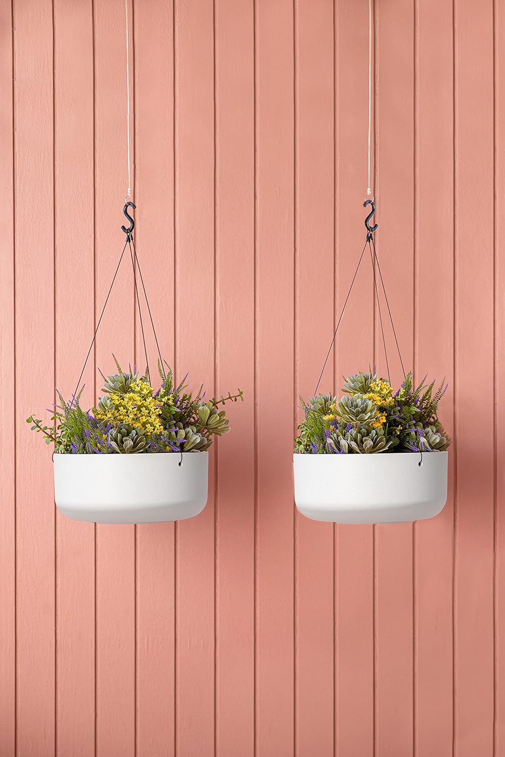 Veradek Mason Series Hanging Kona Planter - Round Planter for Outdoor Balcony/Patio | Made from Plastic-Stone Composite with Hanging Attachment | Modern Décor for, Flowers, Succulents, Small Plants