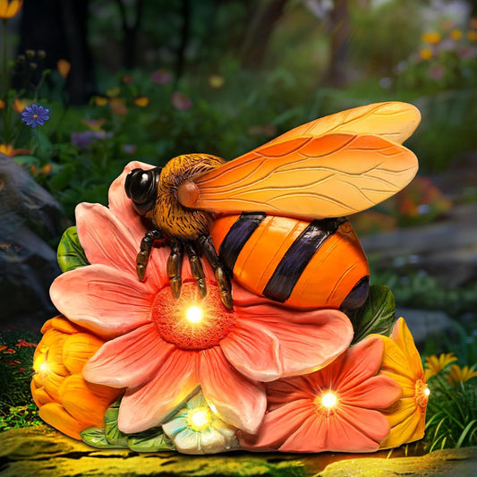 Linkax Birthday Gifts for Women Mom Grandma Sister, Solar Bee Lights Outdoor Garden Decor for Outside Patio Yard Porch Home, Honey Figurine Gardening Housewarming Gifts New Home