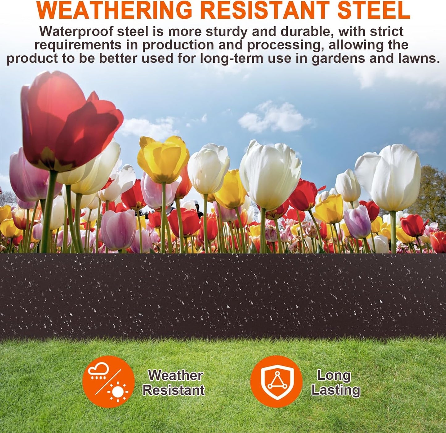 5 Pack Steel Landscape Edging,Metal Landscape Edging 40 Inch Strips, Metal Garden Edging 6 inch Depth, Steel Edging for Landscaping