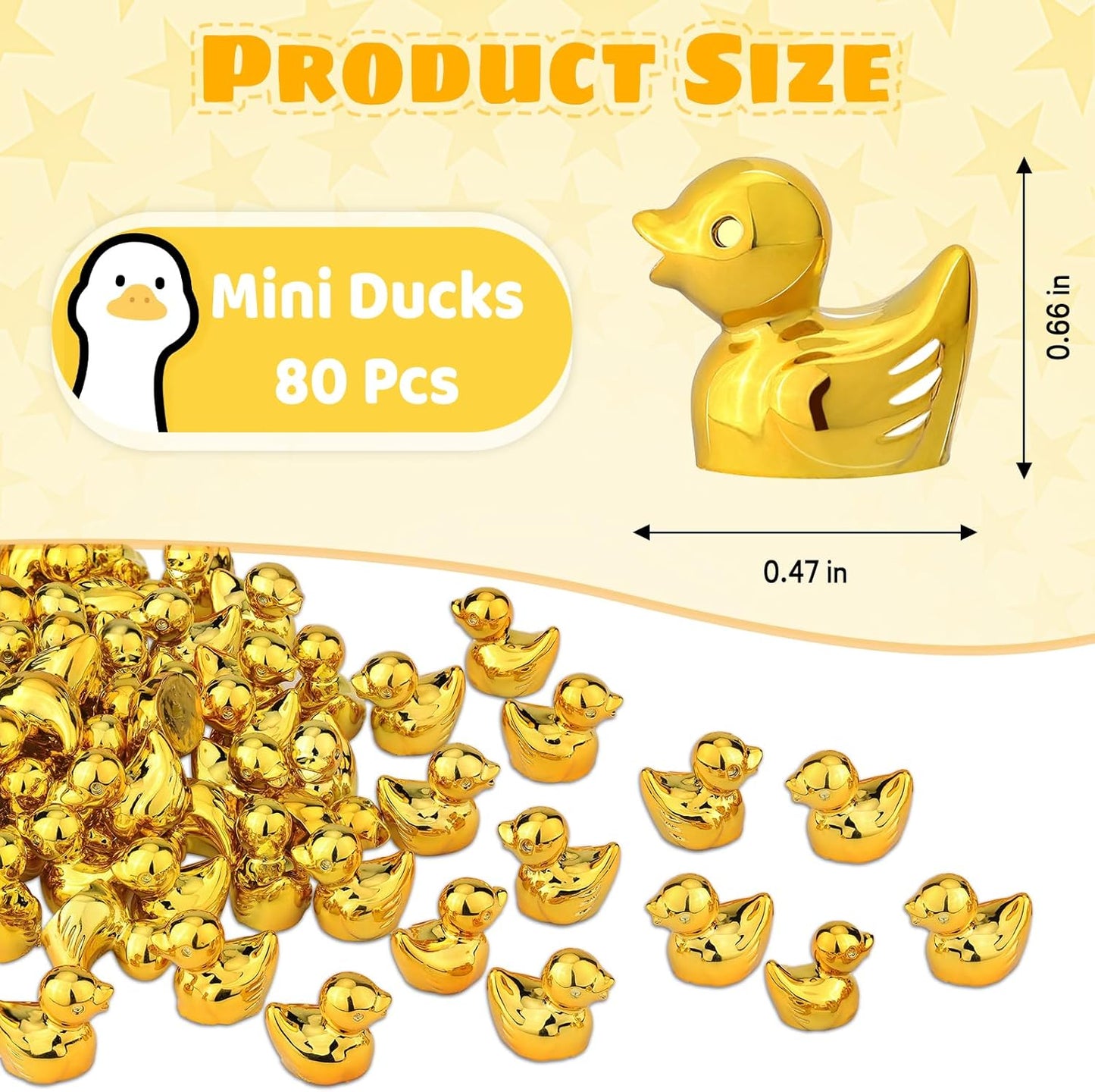 80Pcs Mini Golden Duck Statue Golden Duck Figurines Micro Garden Landscape Dollhouse Cake Decoration Potted Plants DIY Craft Charms for Party Gift