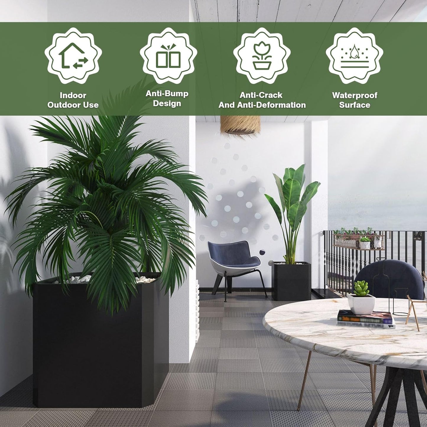 Steel Planter Box-24"x24"x24"-Large Square Planter Box-Outdoor Indoor-Cube Steel Planter Heavy Duty Black Metal Planter Flower Pot Commercial Residential for Home Garden Porch Hotel Patio