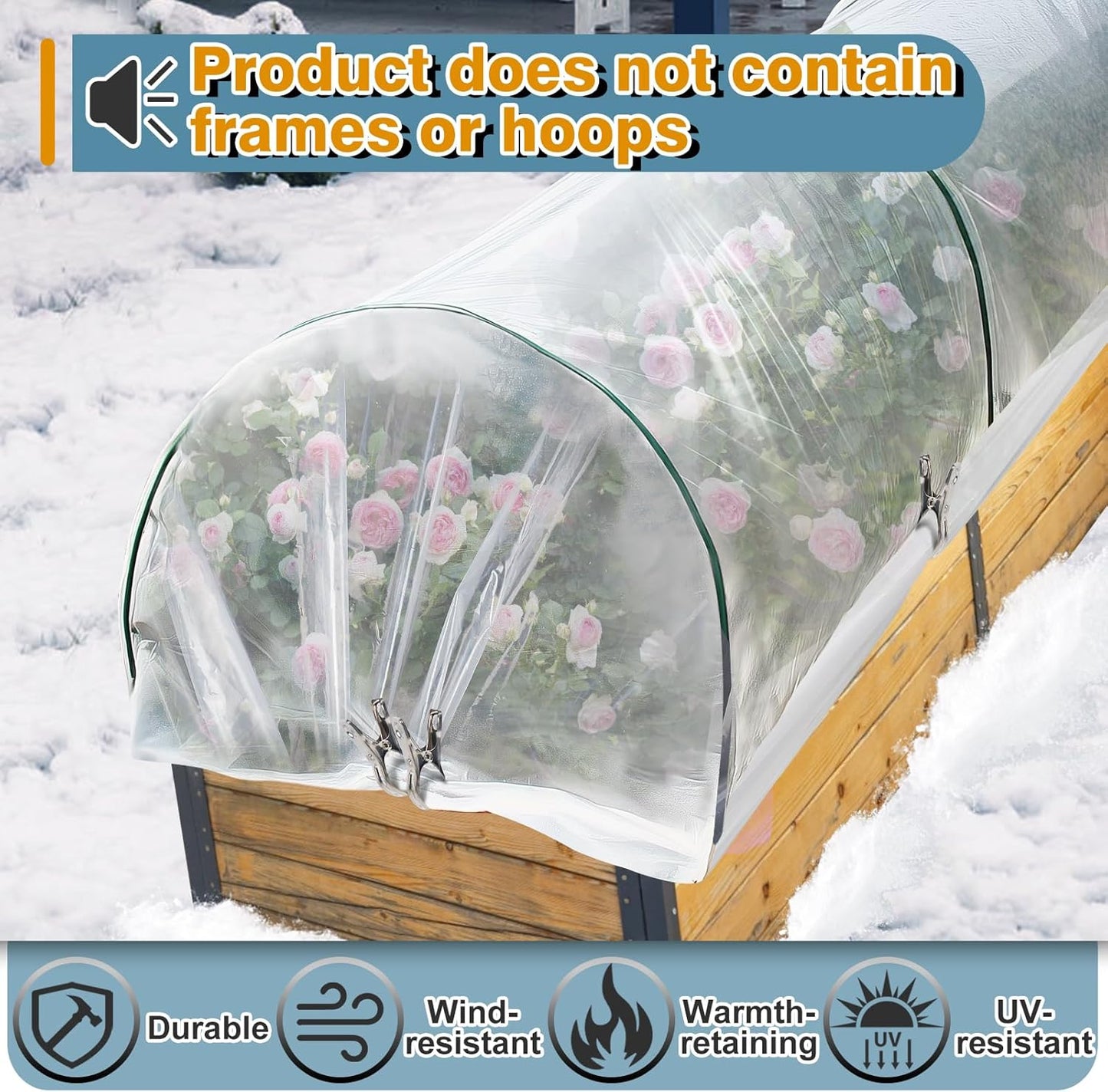 Alphatool Greenhouse Cover Plastic Sheeting - 10 x 50 ft Plant Covers Freeze Protection, Frost Cloths for Outdoor Plants, Clear Floating Row Cover for Outdoors Garden Plants Vegetables Crops