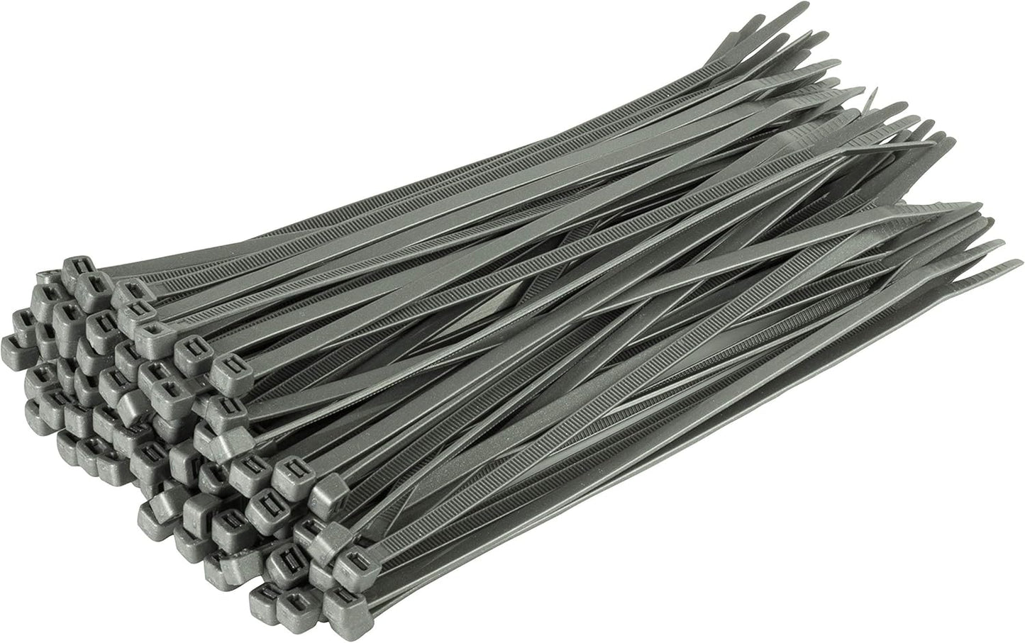 GTSE 8 Inch Silver/Gray Zip Ties, 100 Pack, 50lb Strength, UV Resistant Strong Nylon Grey Cable Ties, Self-Locking 8" Tie Wraps