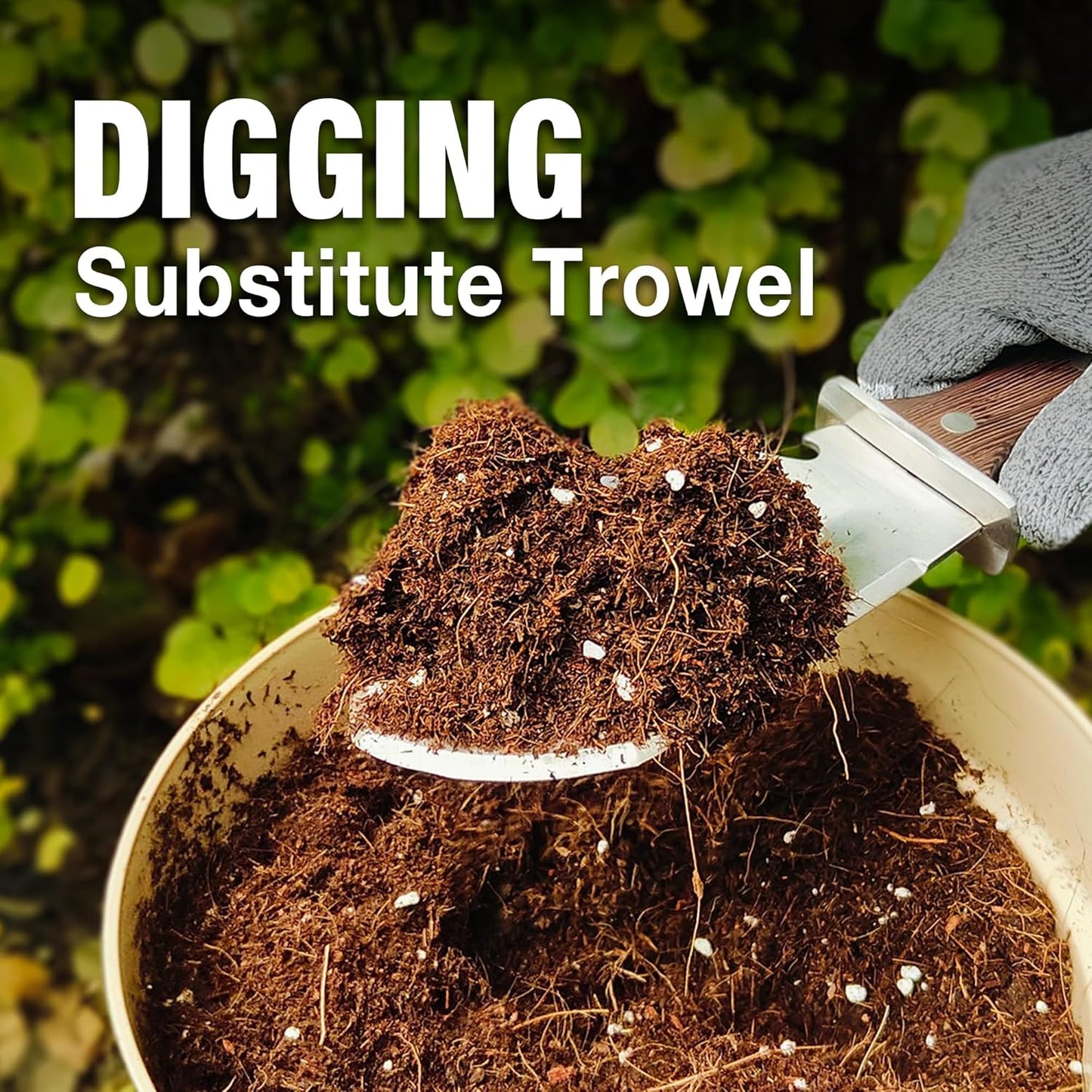 4-in-1 Hori Hori Garden Knife Heavy-Duty Small Gardening Trowel, for Quick Digging, Cutting, Weeding