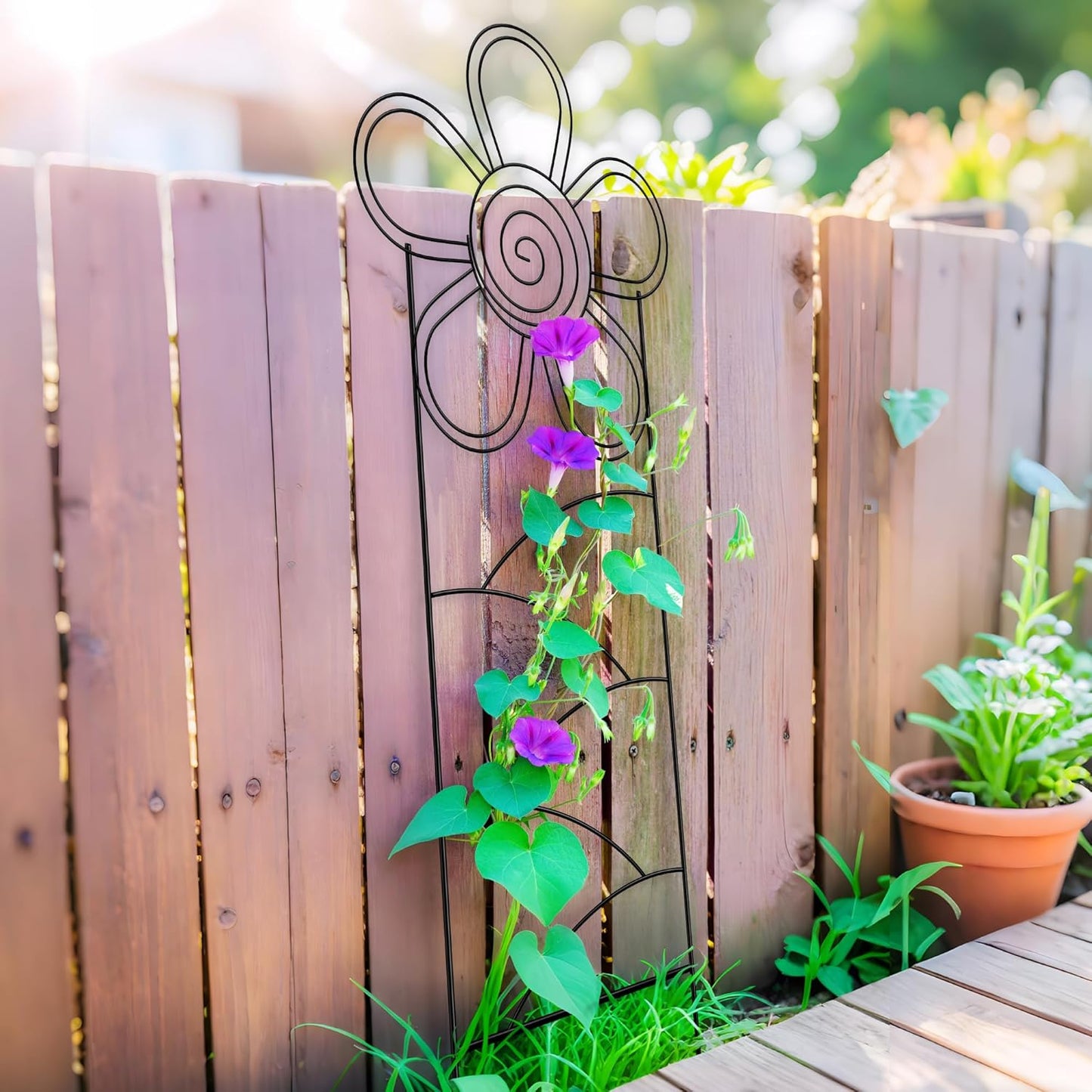 Arifaro Metal Garden Trellis 56″High (Pack of 4) Plant Trellis for Climbing Plants, Outdoor/Indoor Sturdy Plant Trellis for Climbing Vines, Flowers & Garden Plants (Floral)