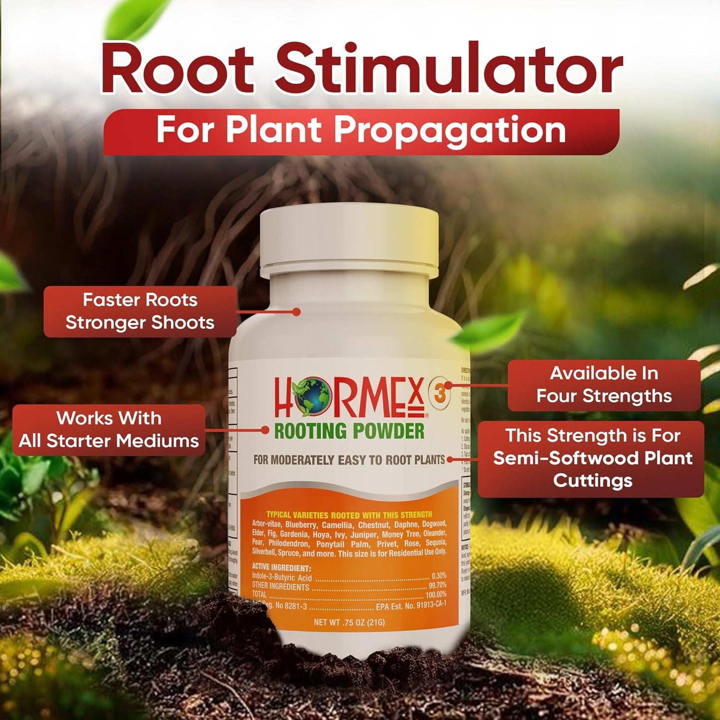 Hormex Rooting Powder #3, Rooting Cubes & Shears Combo - Rooting Hormone for Common Houseplant Cuttings | Root Starter Cubes for Home & Garden Plants | Precision Straight-Blade Shears (50 Grow Plugs)