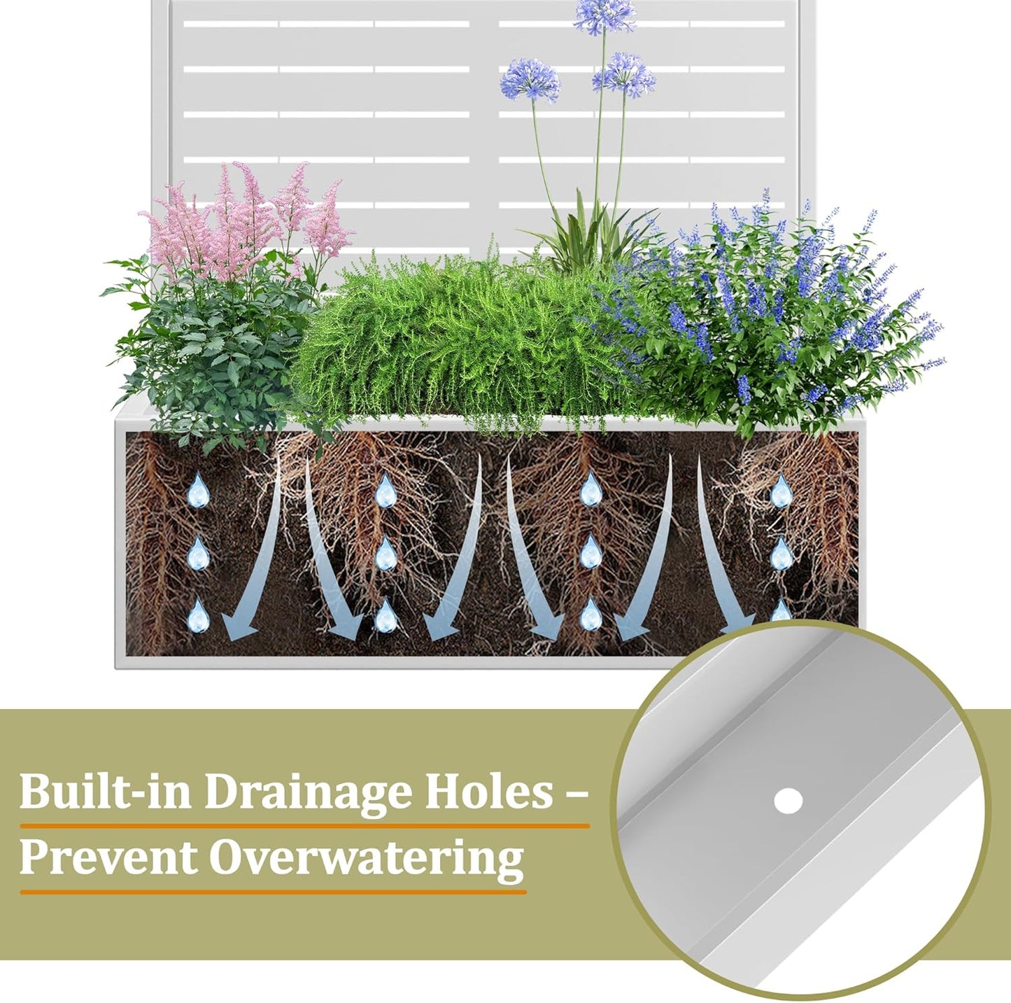 Metal Planter Box with Trellis, Heavy-Duty Raised Garden Bed for Climbing Plants, Drainage Hole, Outdoor Planter Box with Privacy Screen，35''L×16''W×71''H