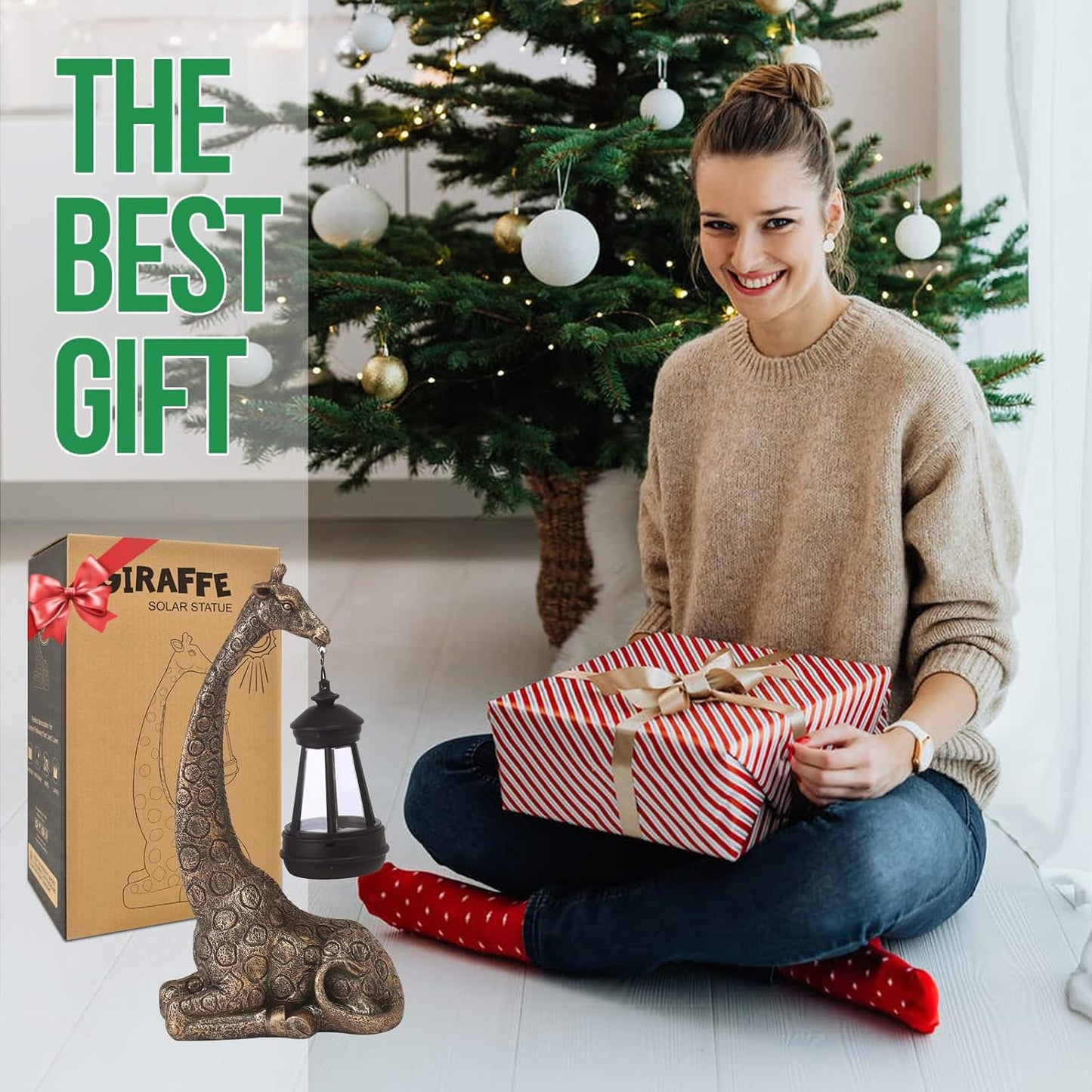 Goodeco 11 "Giraffe Statue for Garden and Home Decor - Ideal for Giraffe & Mom Gifts, Birthdays, Women's Presents, and More! Eye-Catching Ornament for Indoor and Outdoor Use (Giraffe)