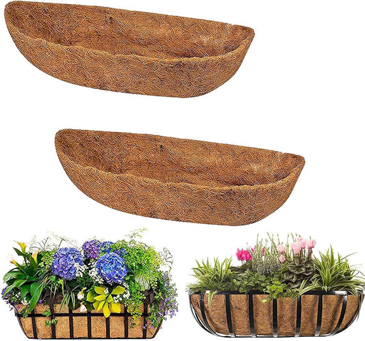 chengchuang 2 Packs Natural Coco Fiber Replacement Liner, 24/30/36/48 in Coconut Liners for Planters, Coco Liners for Window Box/Hanging Basket Liners, Durable Coconut Coir for Planting (48 inch)